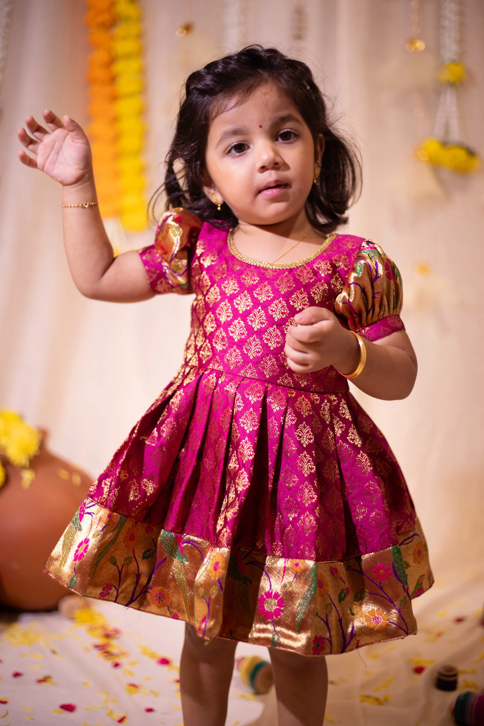 IMD - Smriti Magenta Brocade with Paithini Border Mini - Image 7