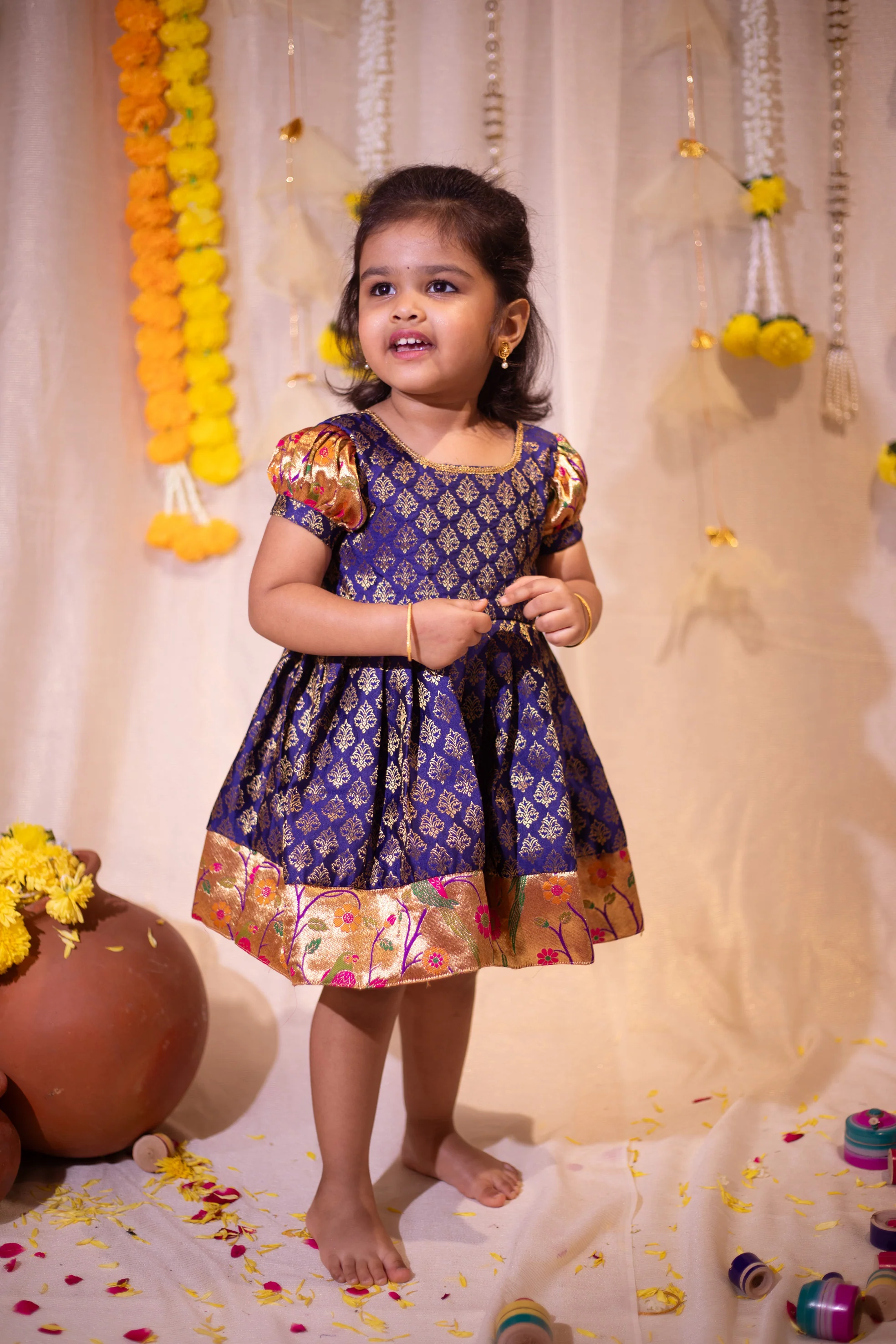 IMD - Smriti Navy Brocade with Paithini Border Mini - Image 3