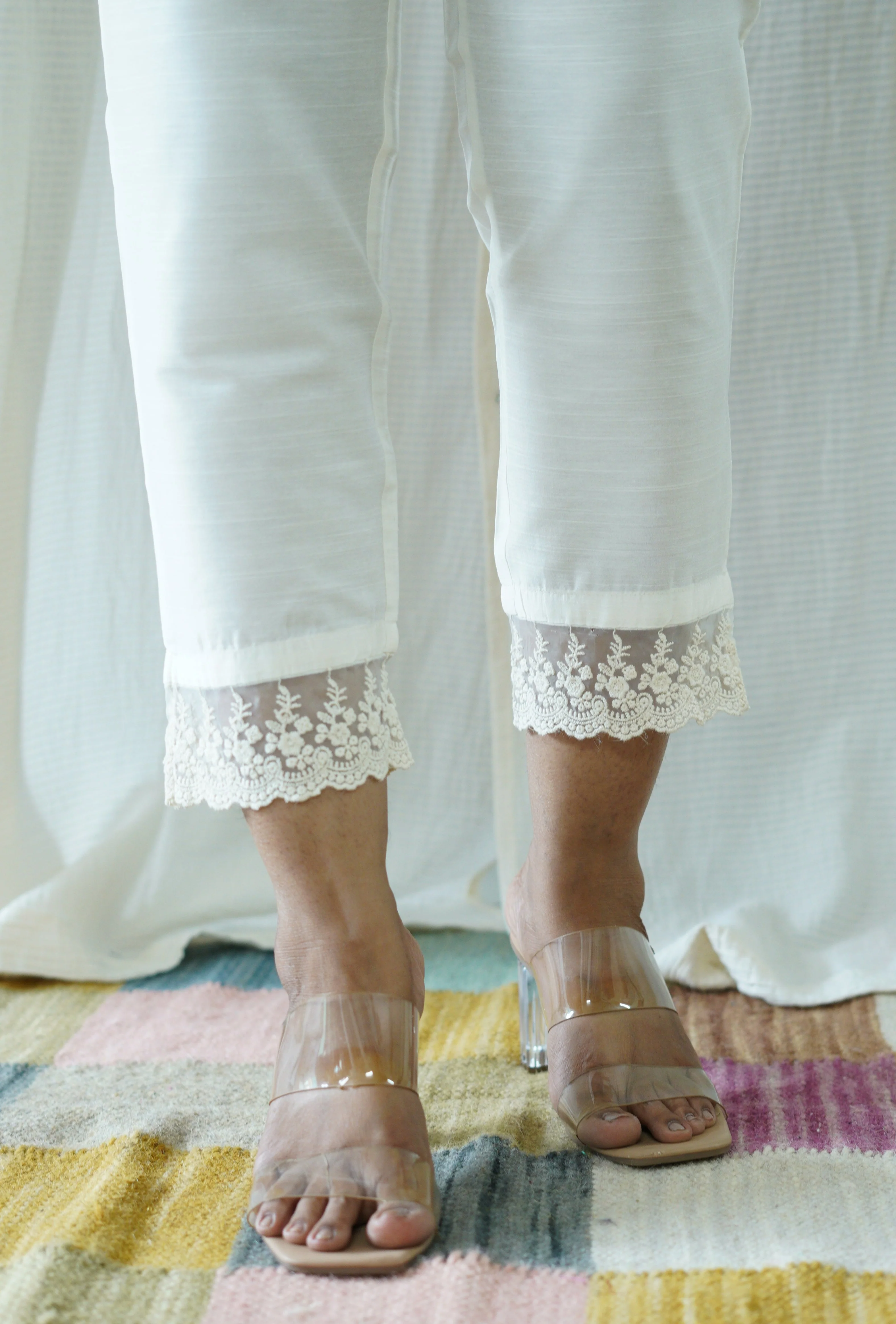 White Solid Bottom with Lace detailing - Image 9