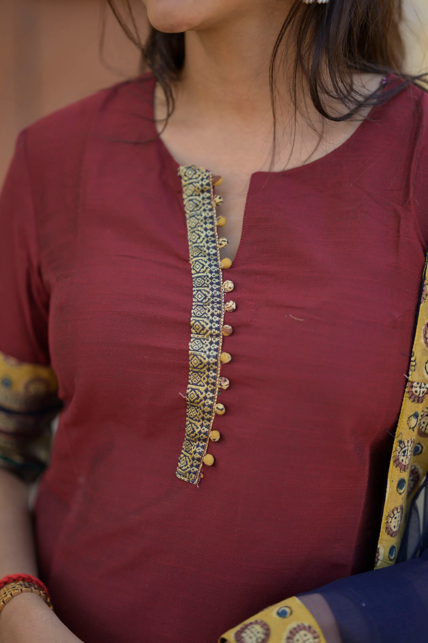 Indira Maroon Kurti Set (Top & Dupatta) - Image 6