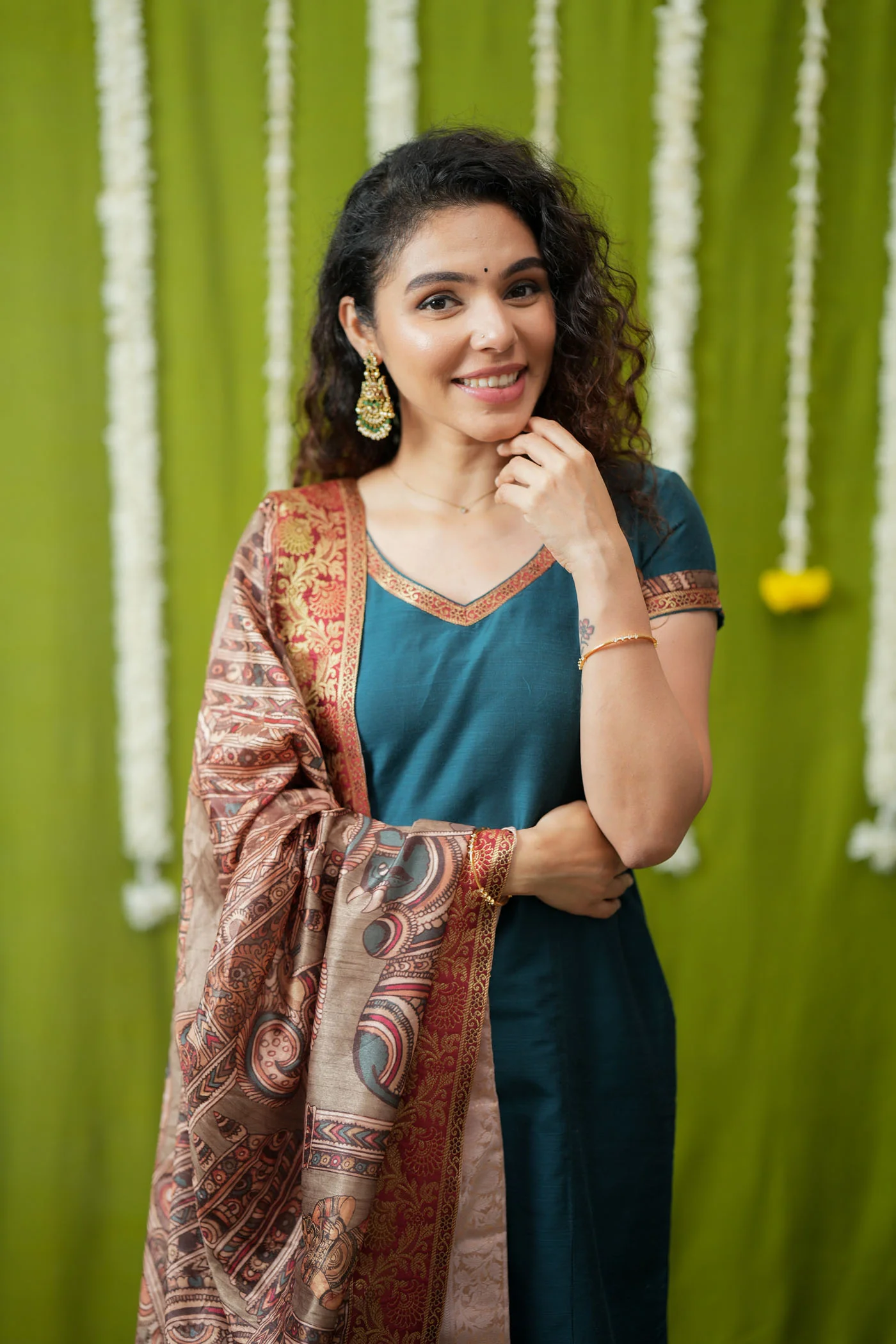 Indra Teal Kurti Set (Set of 3) - Image 6