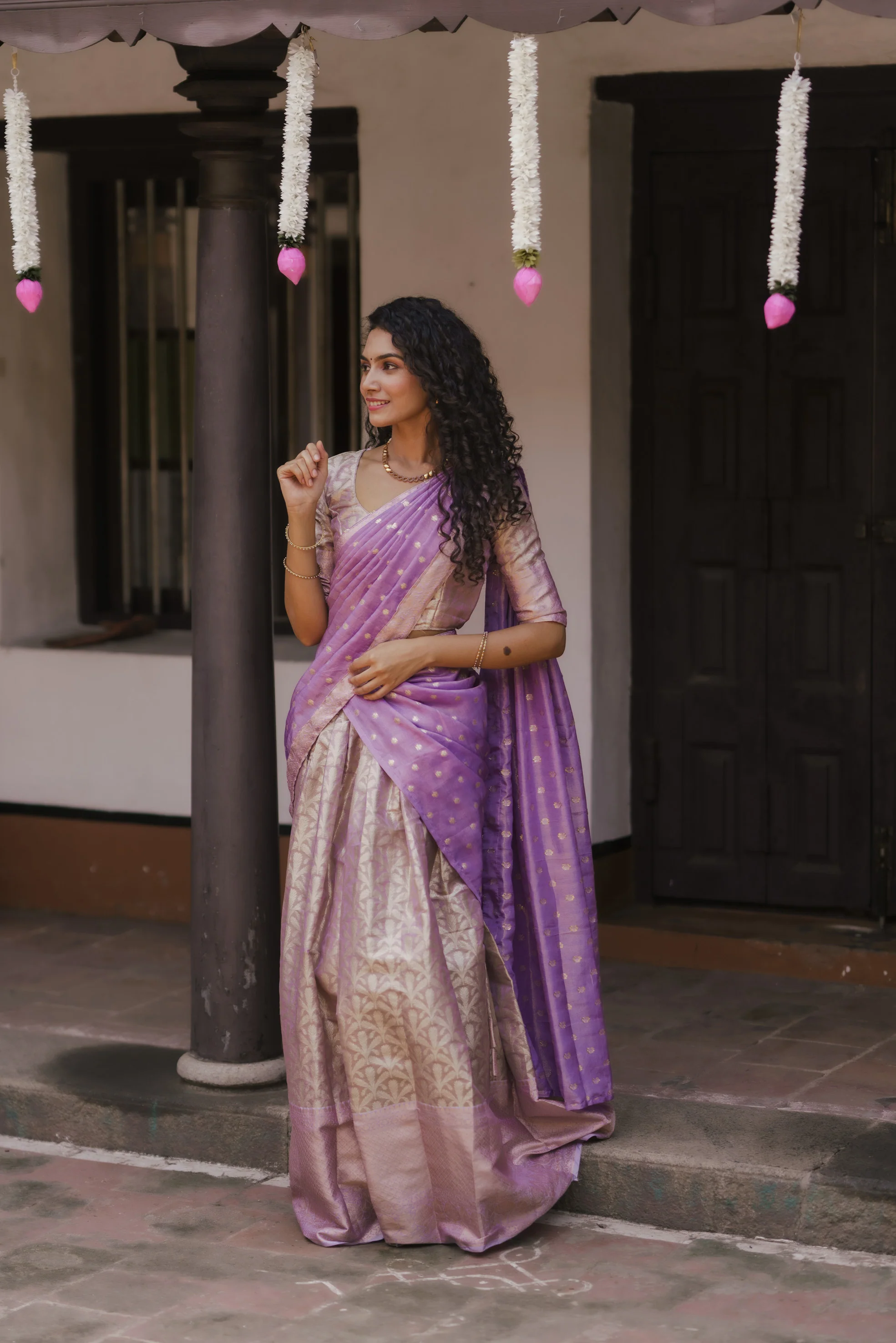 Insya Lilac Banaras Halfsaree - Image 6