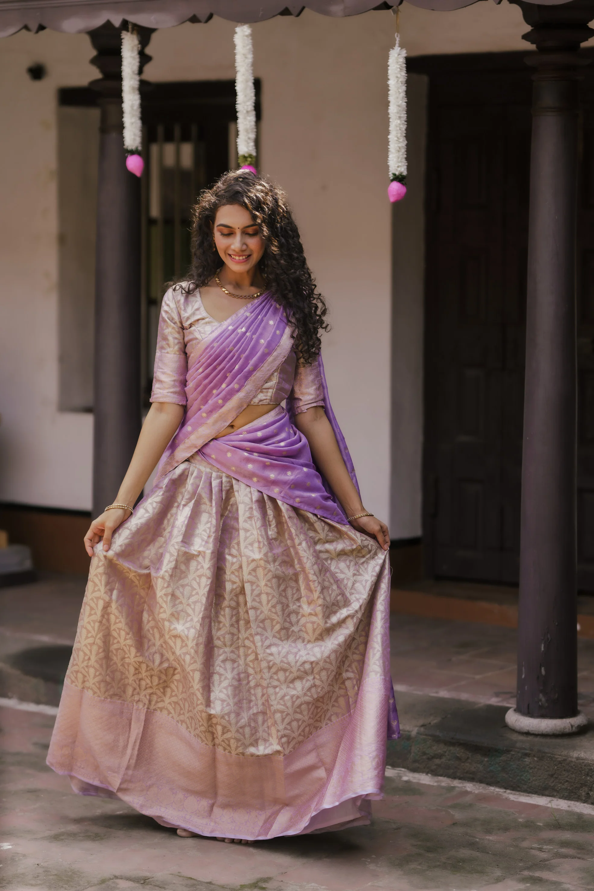 Insya Lilac Banaras Halfsaree - Image 8