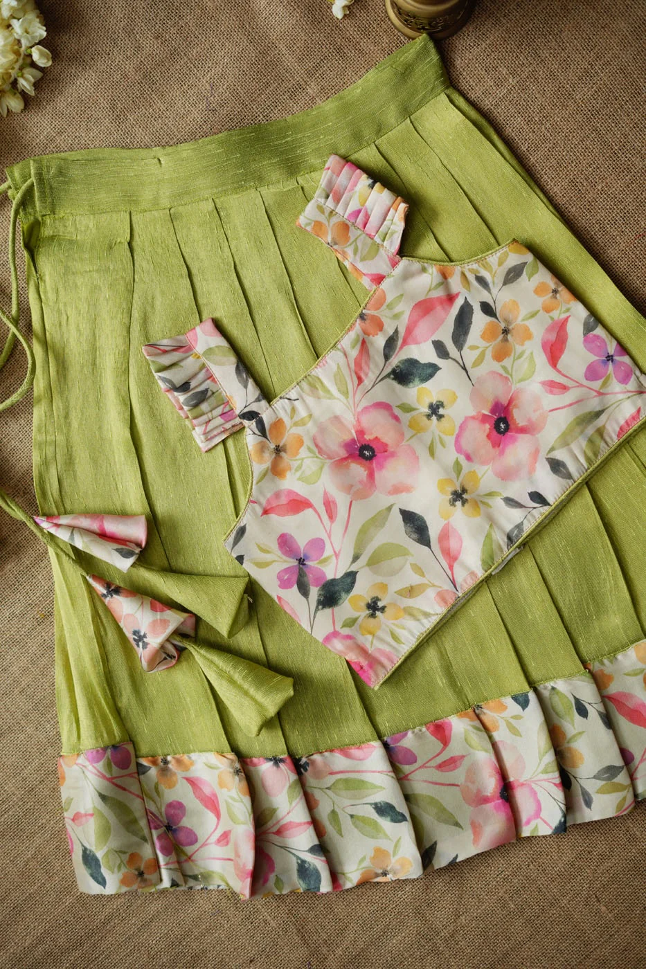 Ishara pastel green kids pavadai set Mini - Image 3