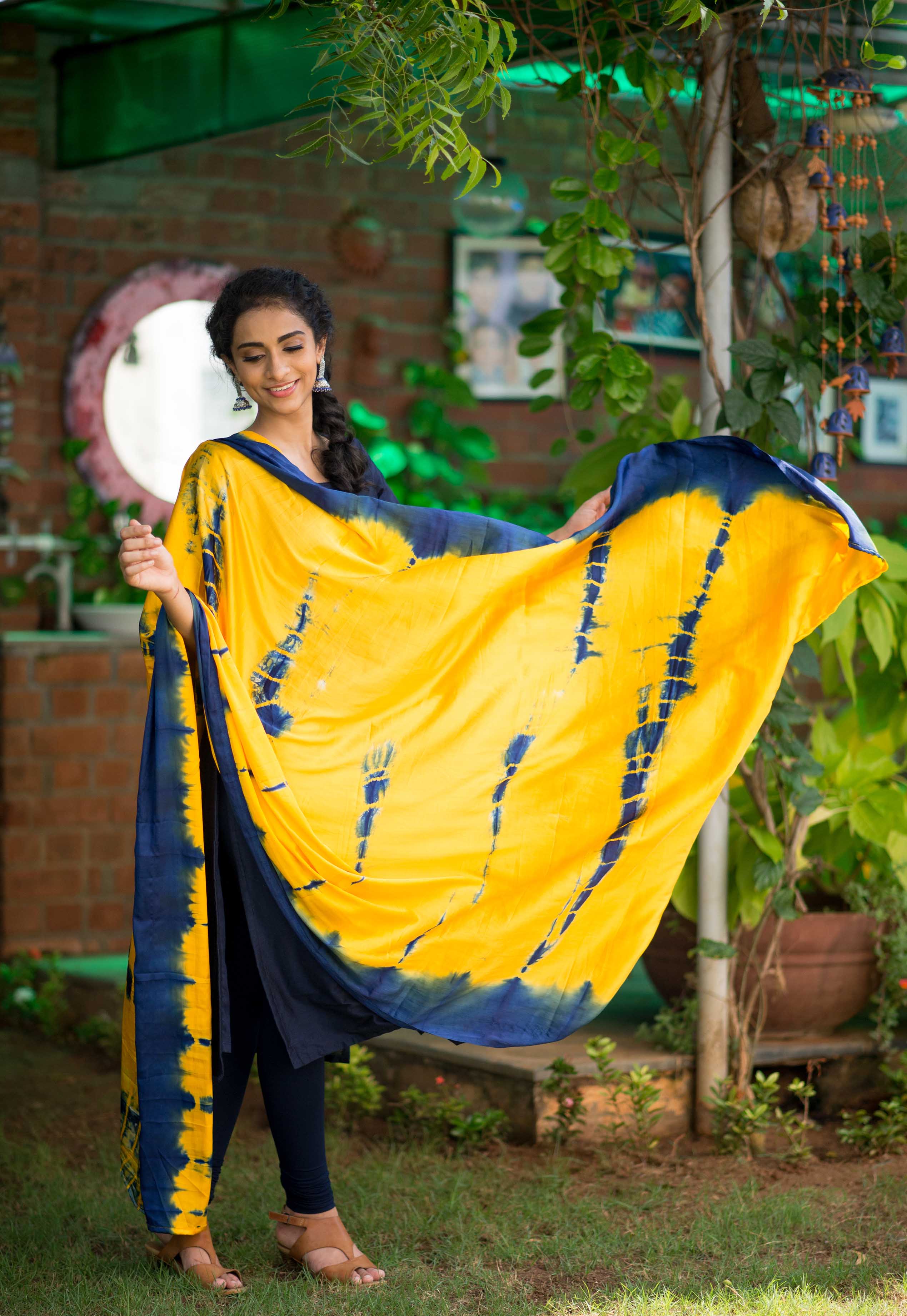Ivanka Blue & Yellow Unstitched (Set of top and dupatta) - Image 4