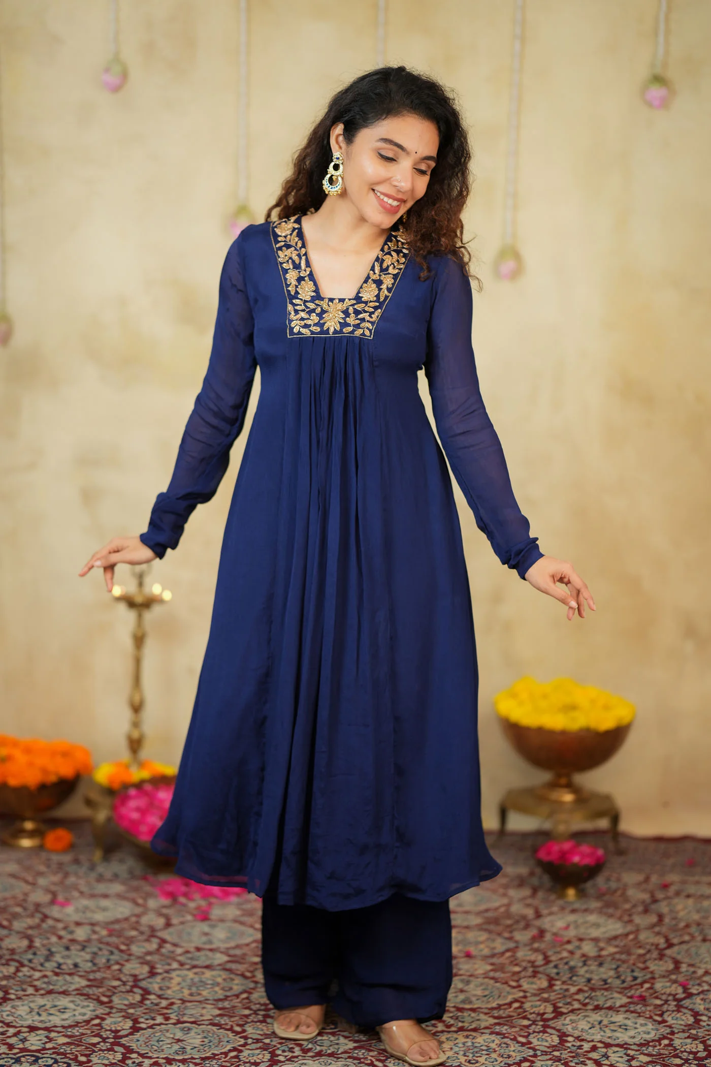 Kiara Navy Blue Kurta Set (Set of 2) - Image 2