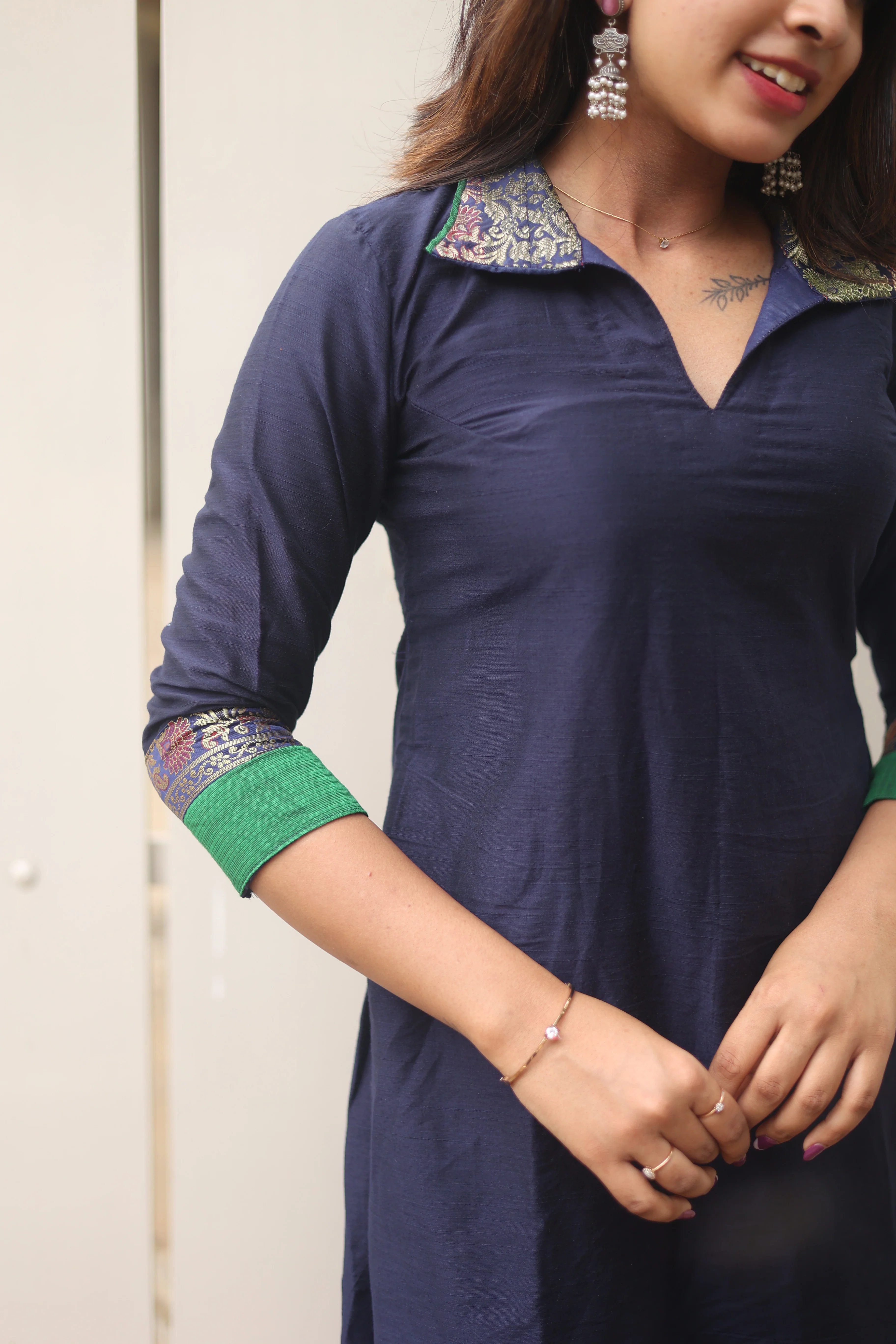 Laila Blue kurta set (Set of 2) - Image 4