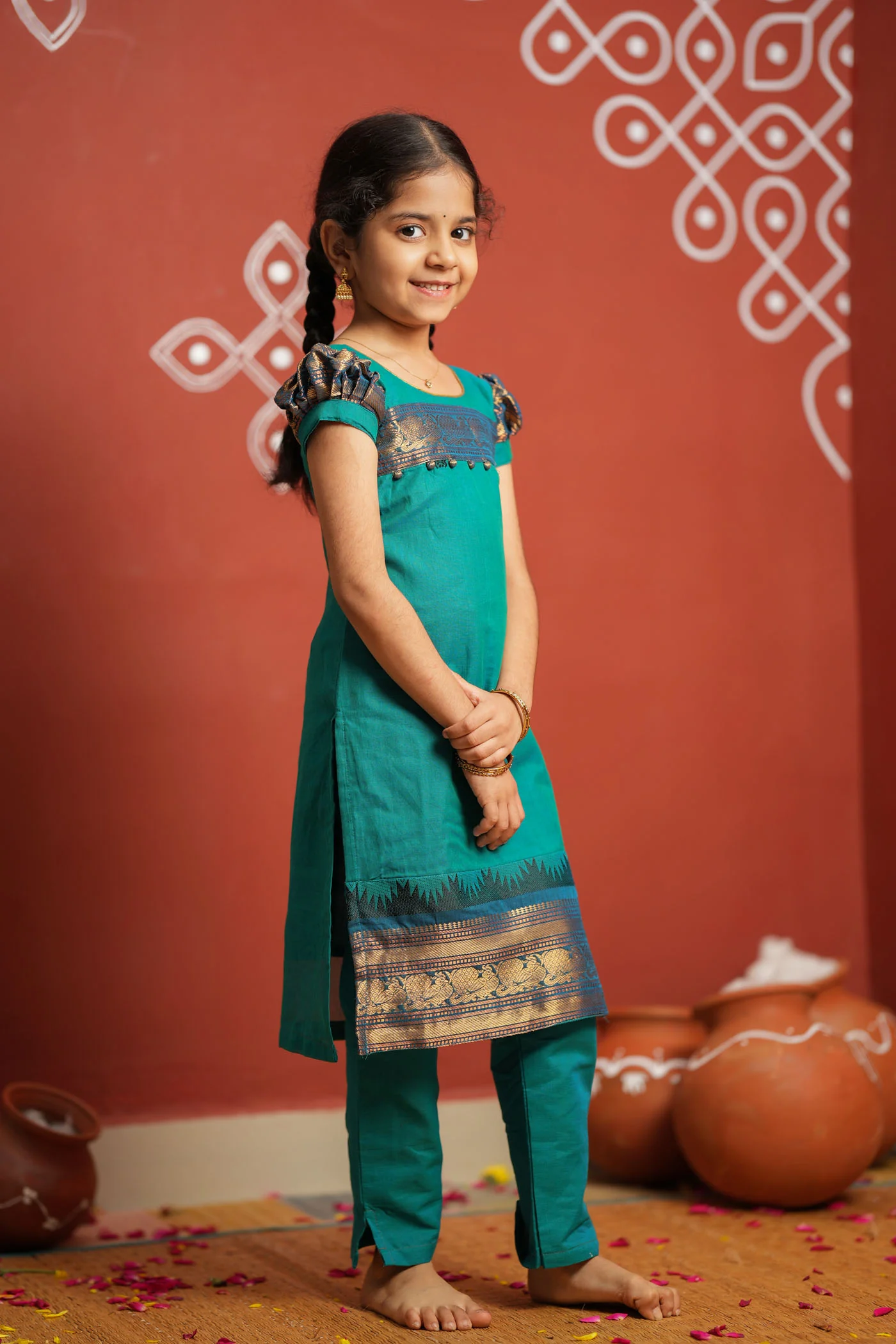 Madhuri Blue Kurti set Mini (Set of 2) - Image 5