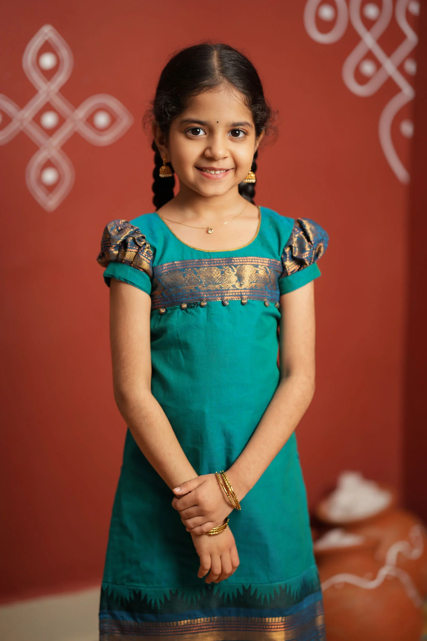 Madhuri Blue Kurti set Mini (Set of 2) - Image 7
