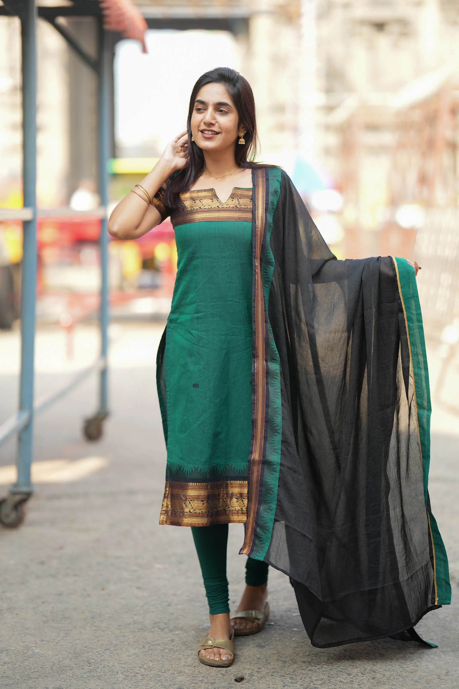 Madhuri Green Kurti Set (Set of 2)