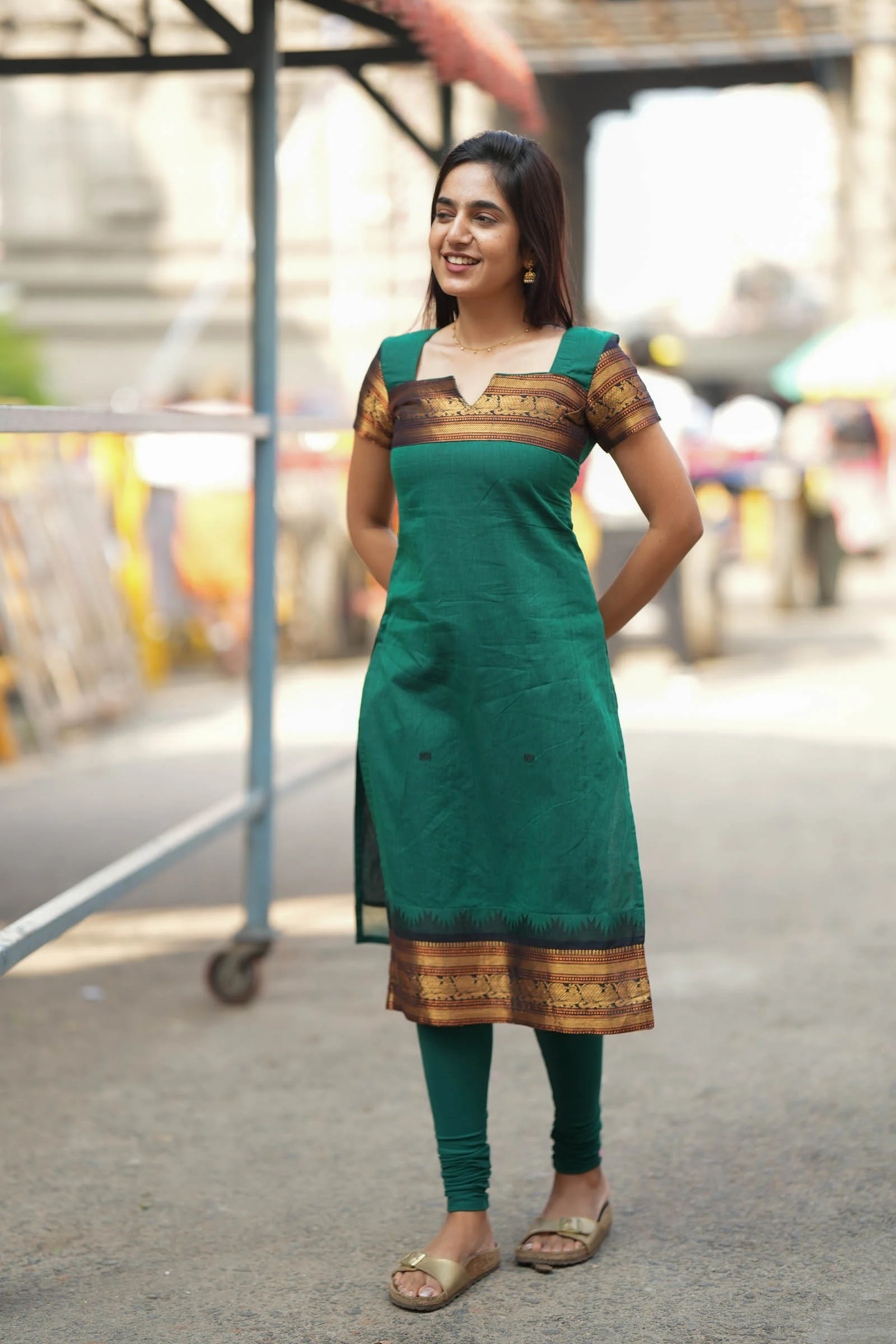 Madhuri Green Kurti Set (Set of 2) - Image 6