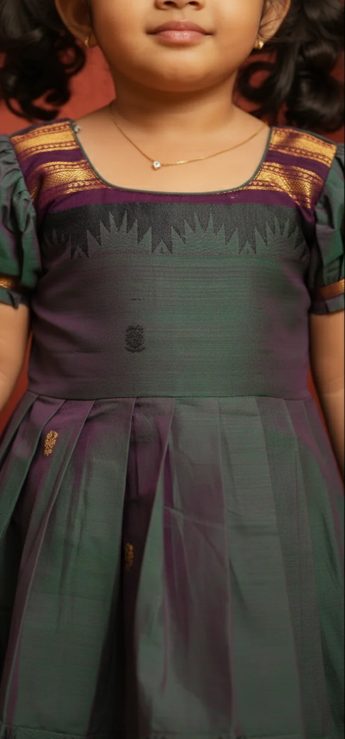Madhuri Peacock Green frock mini - Image 4