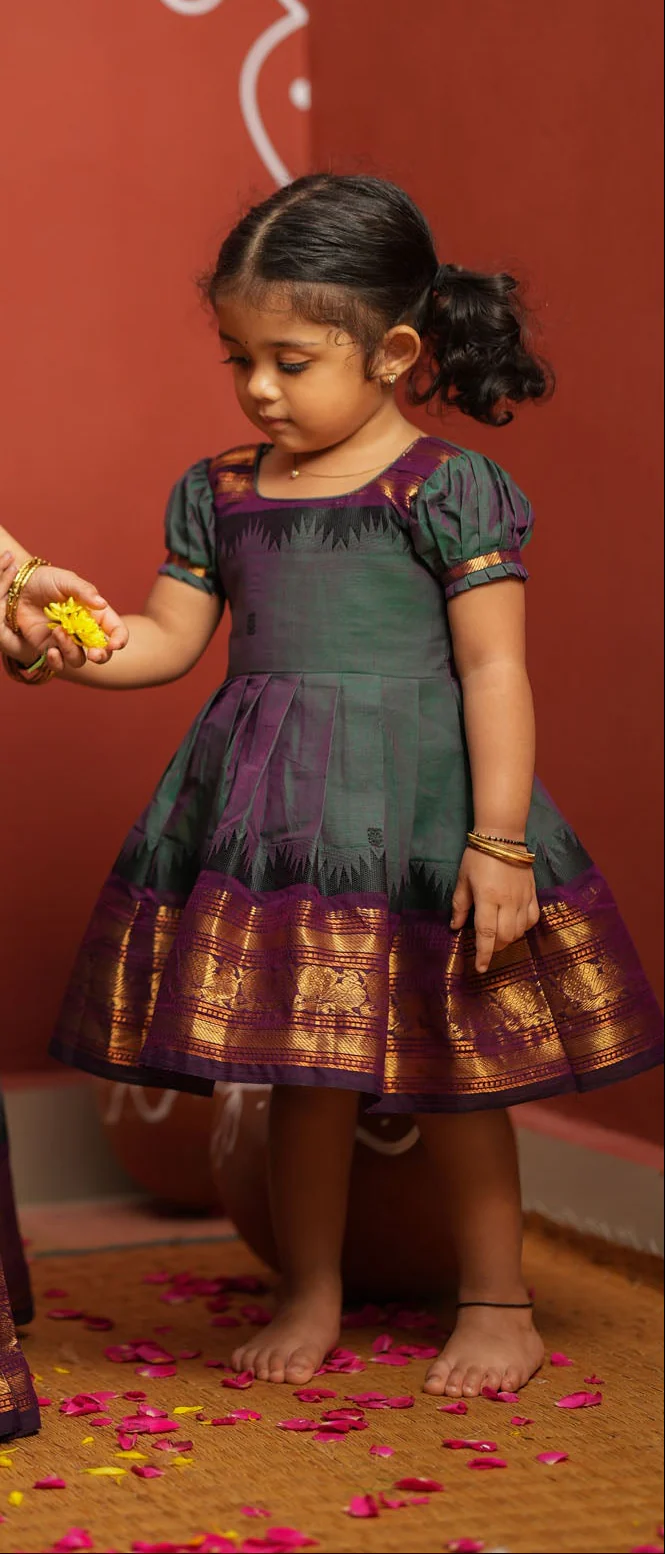 Madhuri Peacock Green Kurti with Frock Mom & Me - Image 8