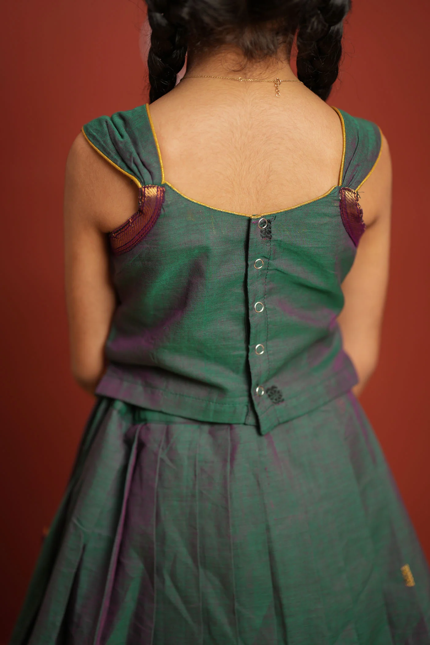 Madhuri Peacock Green Lehenga Mini (Set of 2) - Image 11