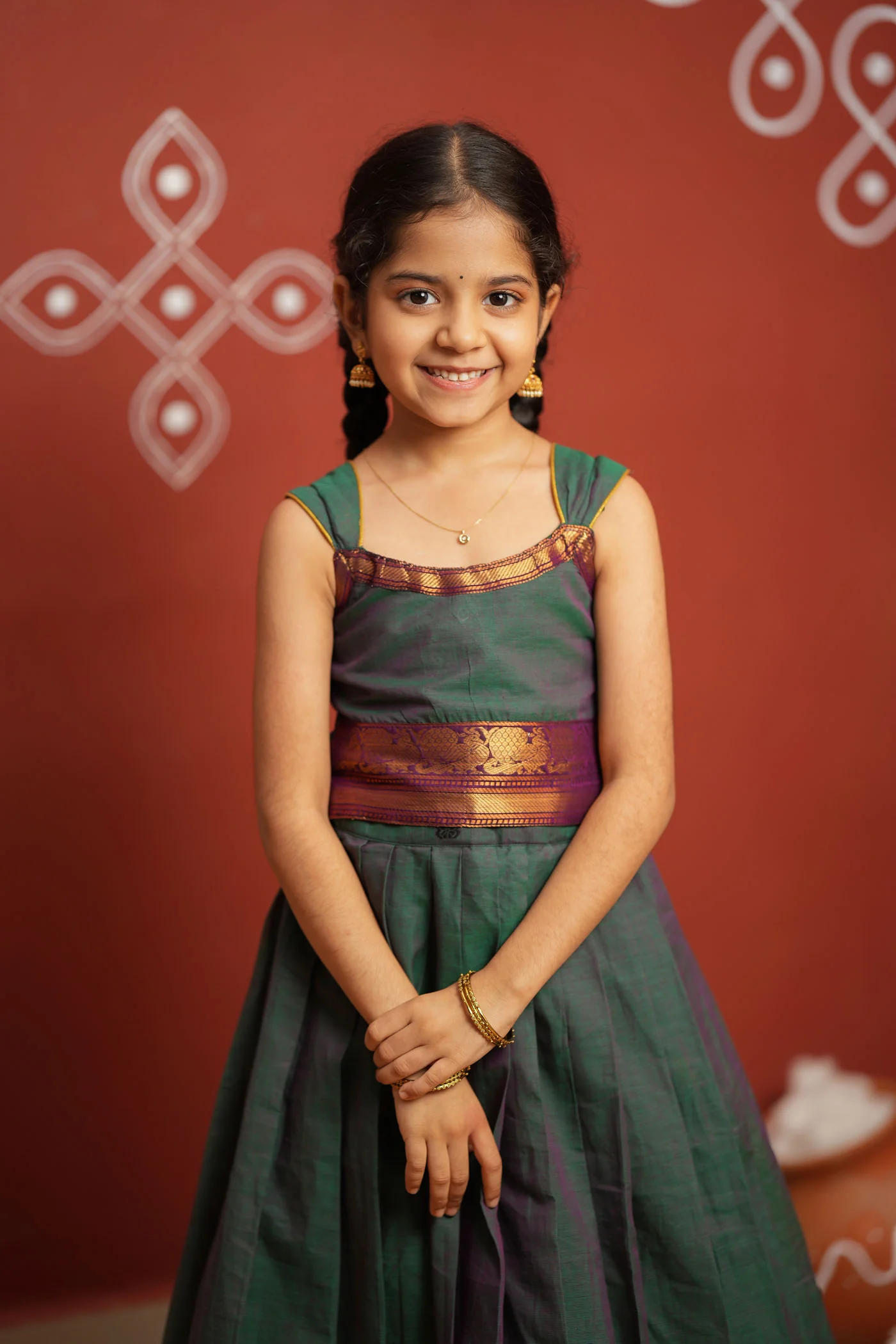 Madhuri Peacock Green Lehenga Mini (Set of 2) - Image 6