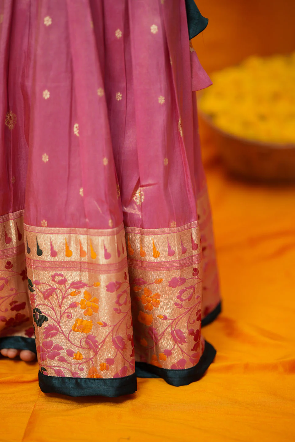 Maithiri Pink Silk Kids Lehenga Set mini - Image 13