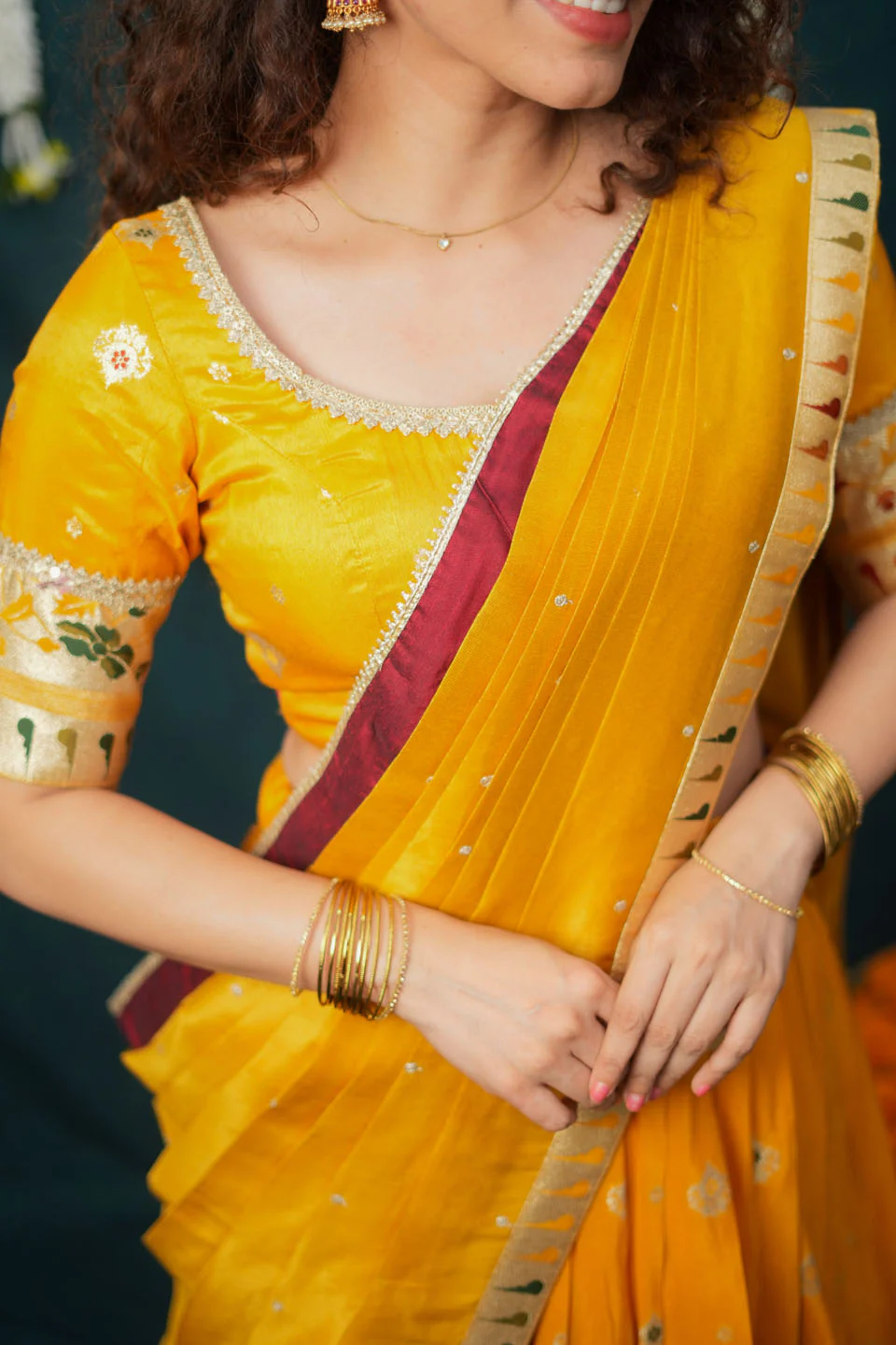 Maithiri Yellow Half Saree Set - Image 11