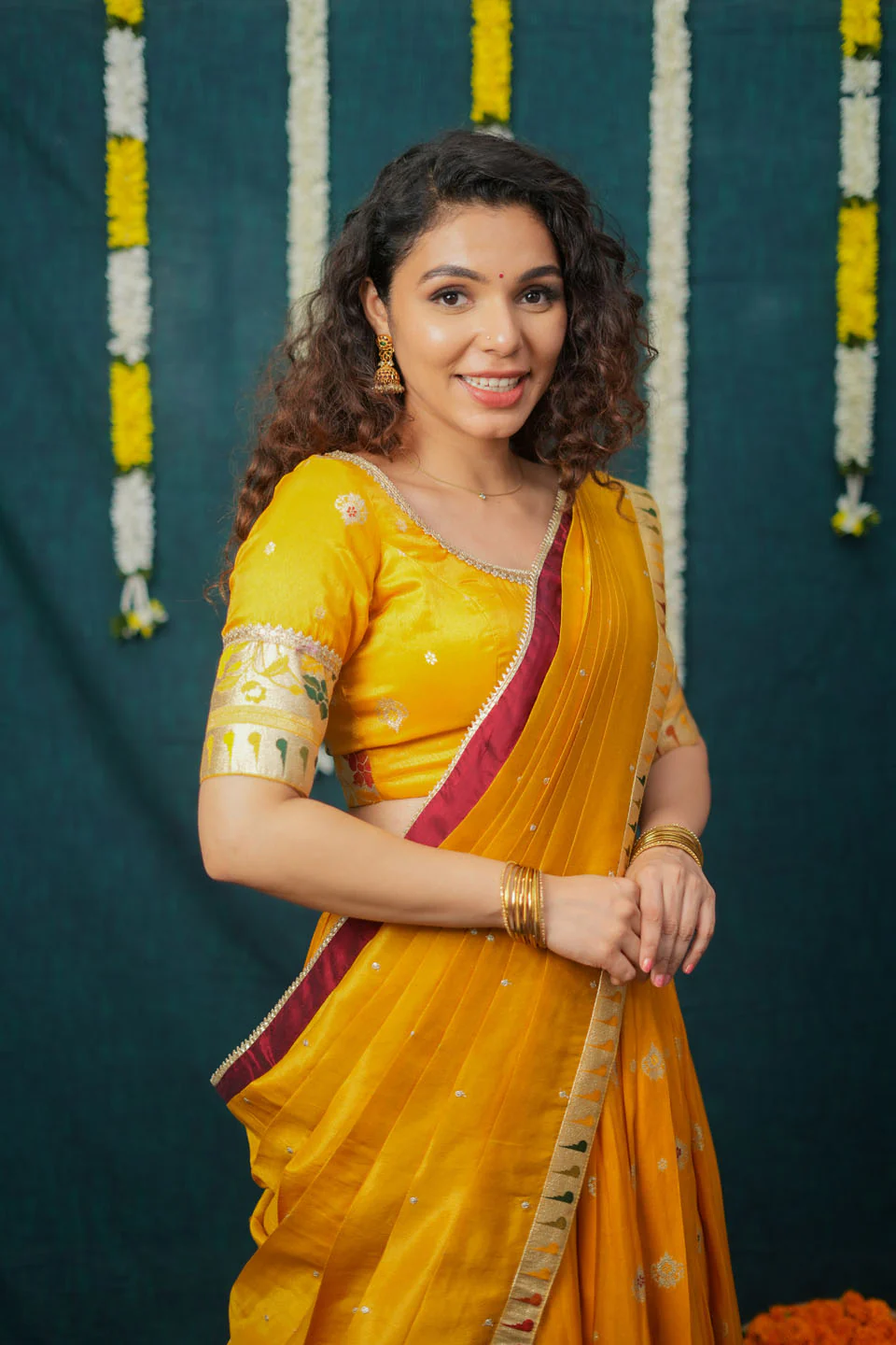 Maithiri Yellow Half Saree Set - Image 8