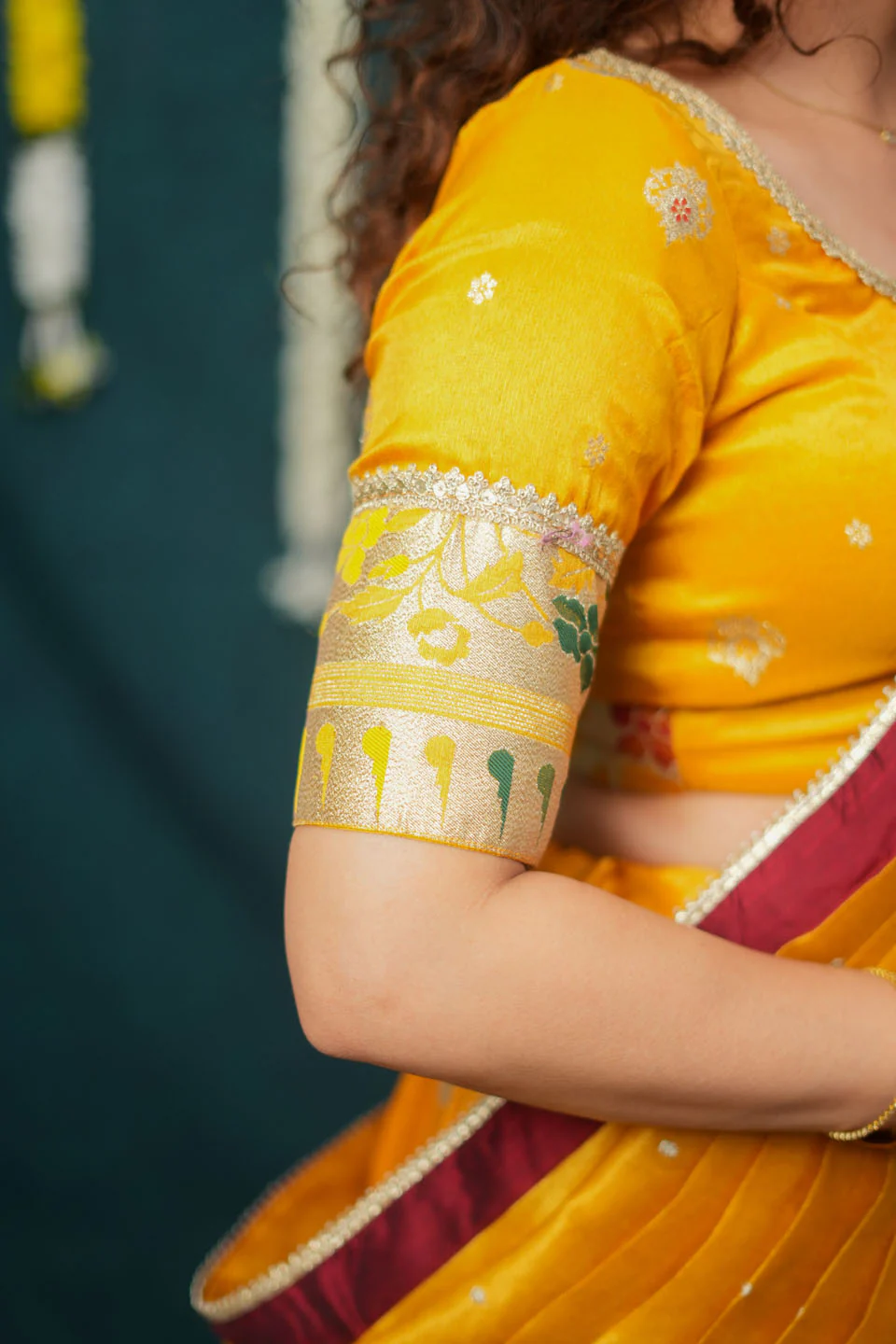 Maithiri Yellow Half Saree Set - Image 12