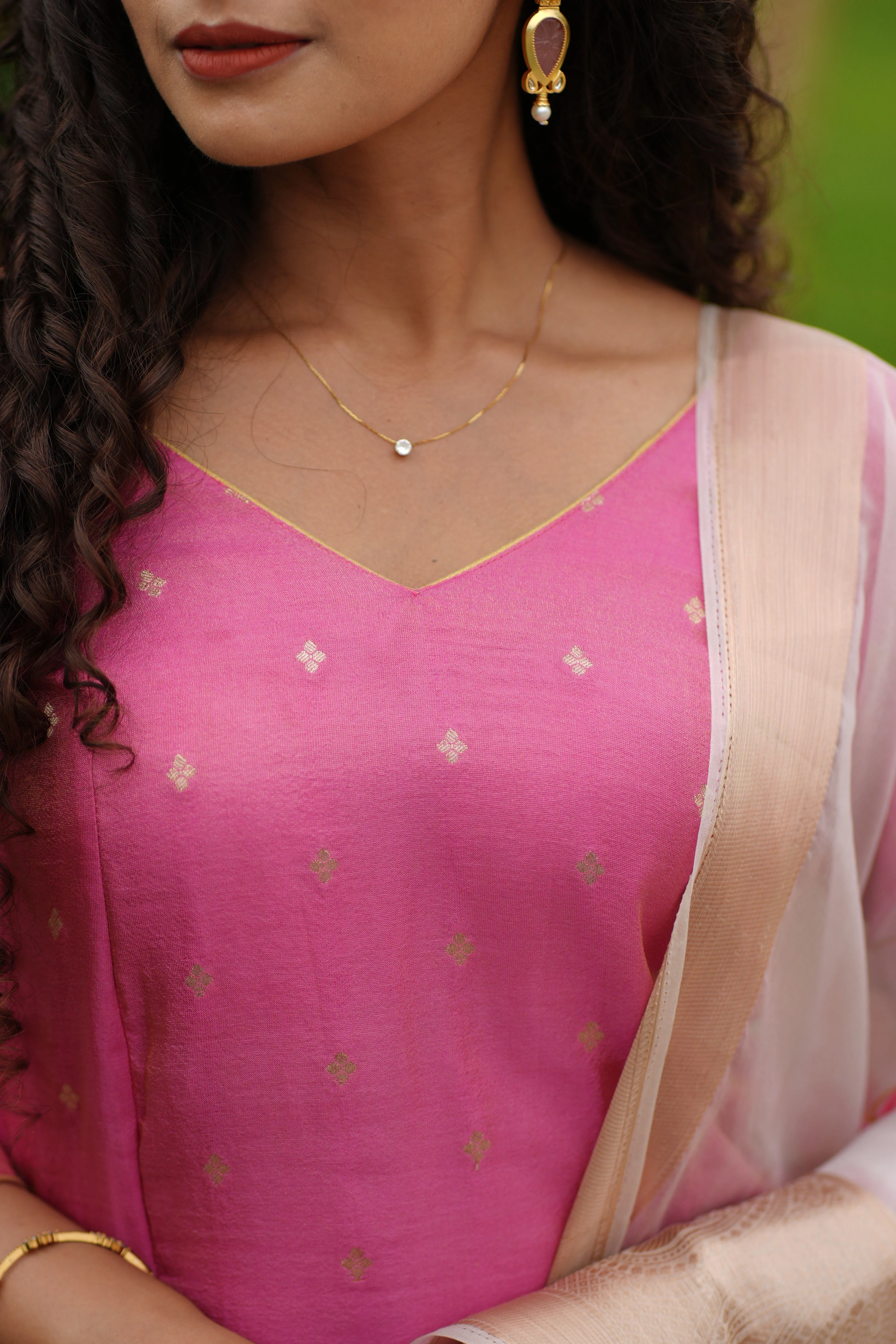 Malini Pink with White Organza Dupatta - Image 14