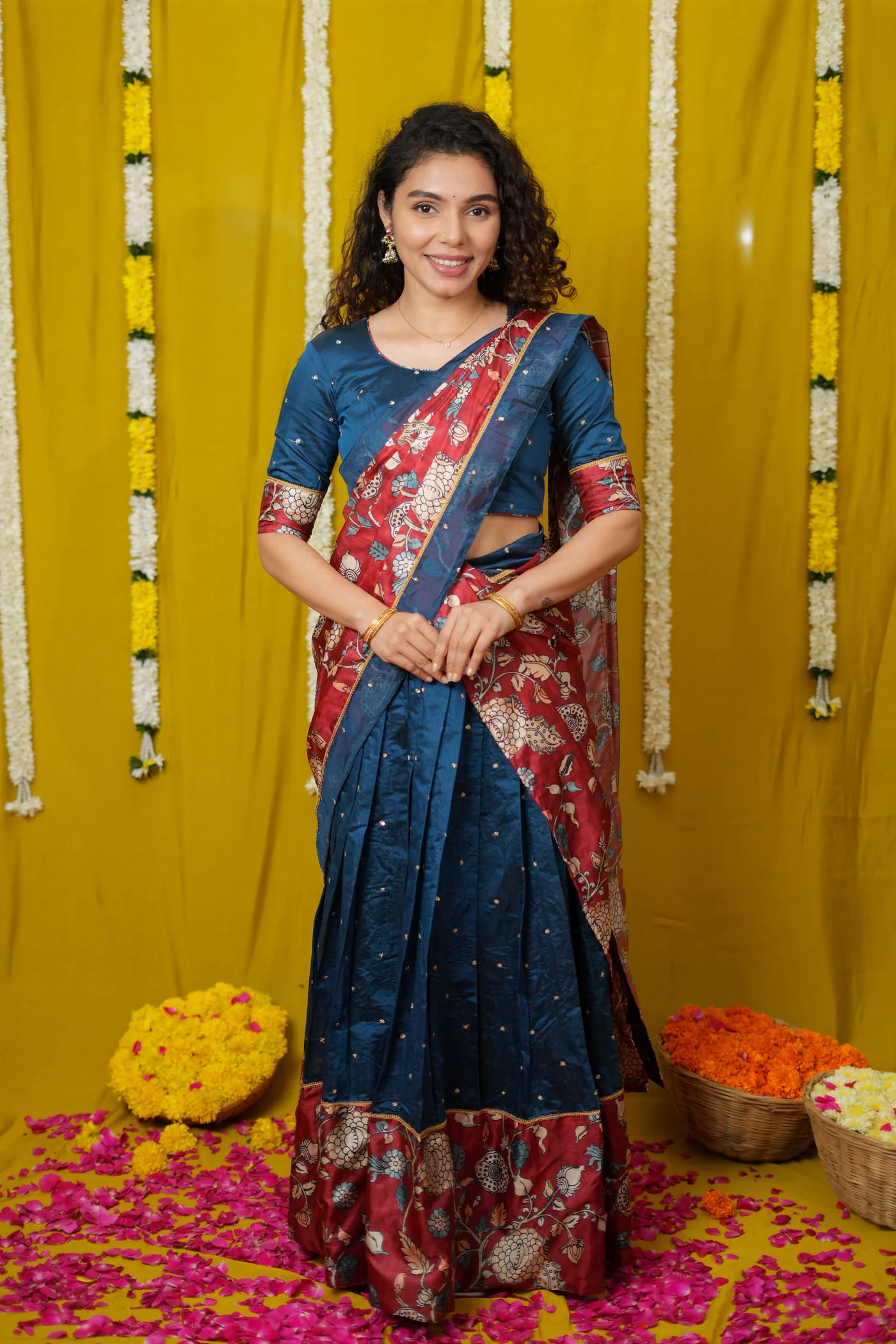 Manaswini Teal Lehenga Set (Set of 3) - Image 3