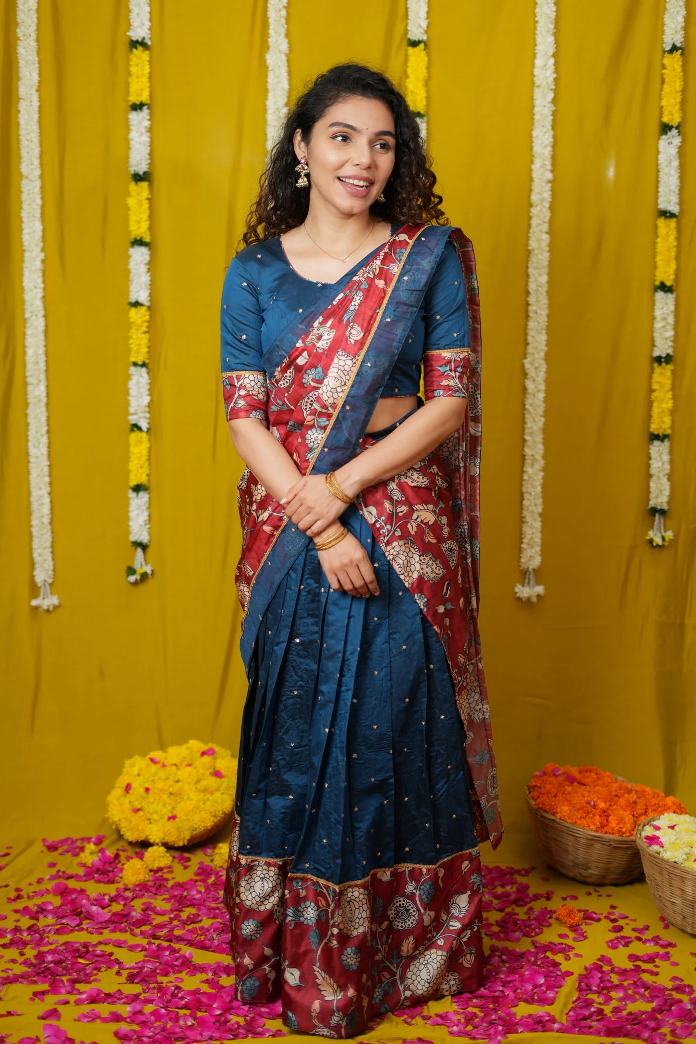 Manaswini Teal Lehenga Set (Set of 3) - Image 4