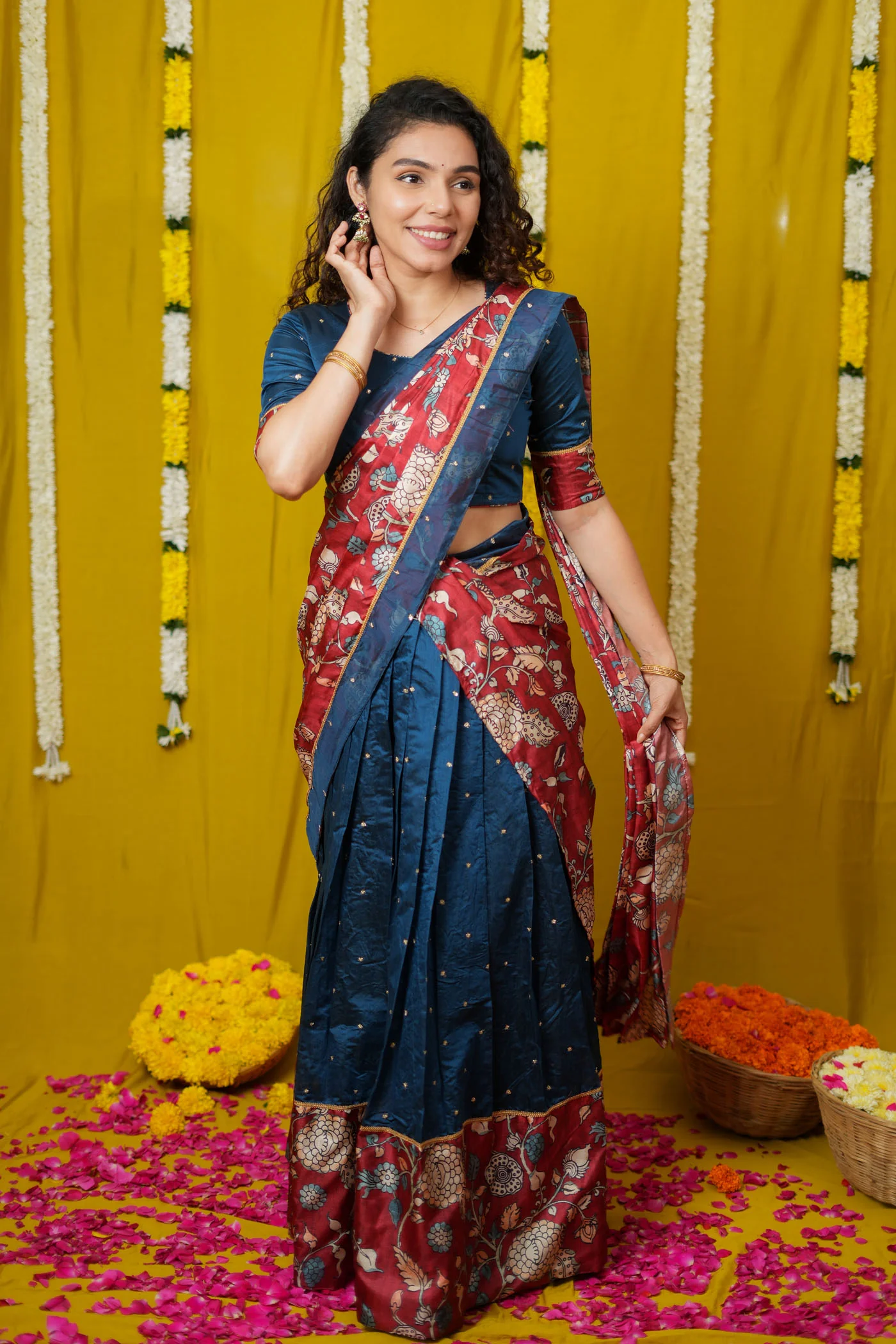 Manaswini Teal Lehenga Set (Set of 3) - Image 5