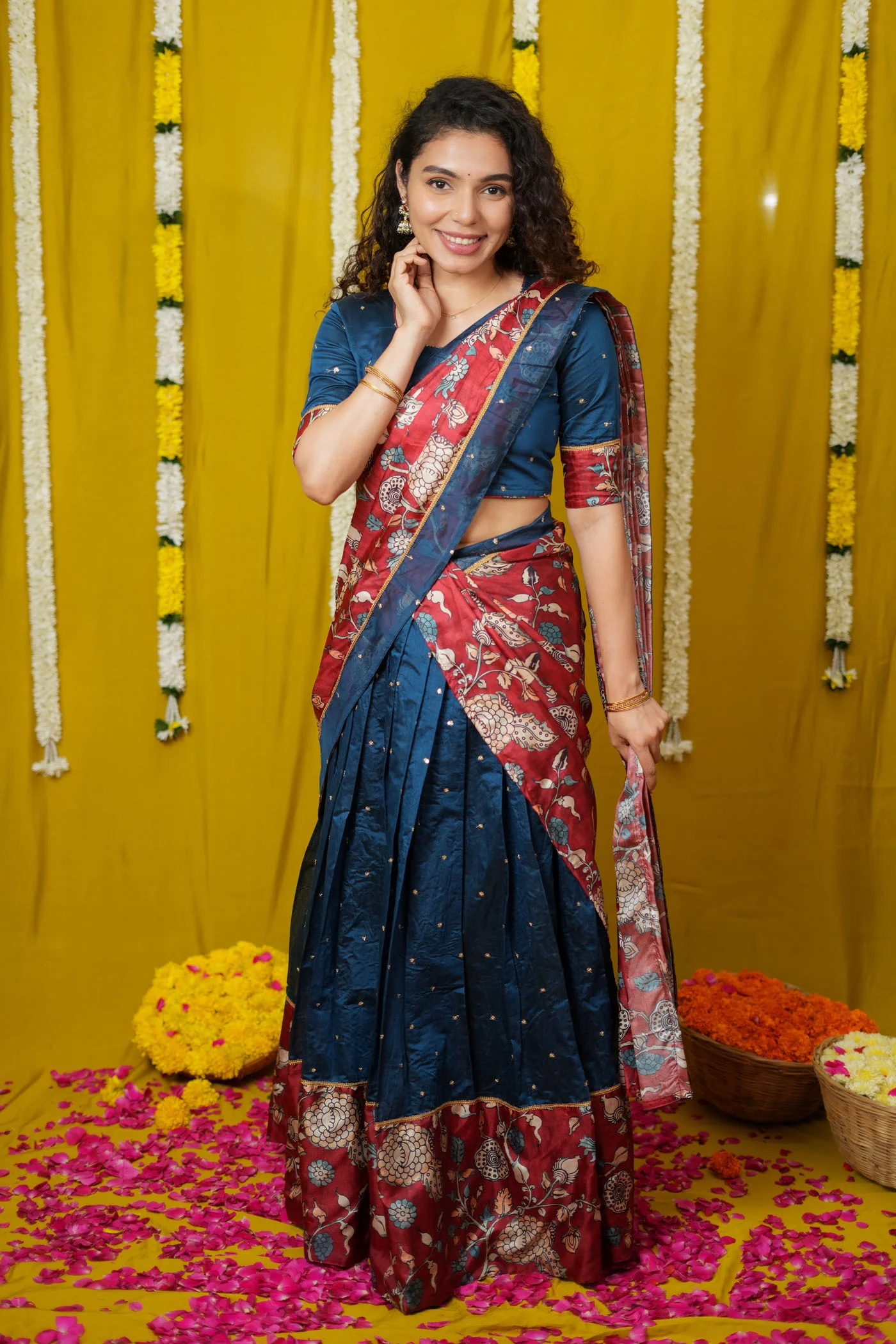 Manaswini Teal Lehenga Set (Set of 3) - Image 6