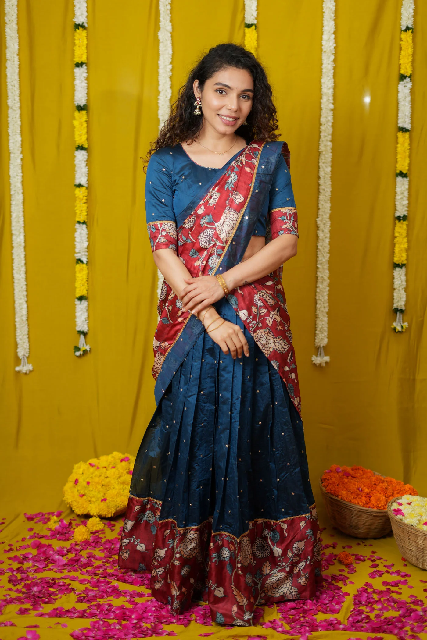 Manaswini Teal Lehenga Set (Set of 3) - Image 7