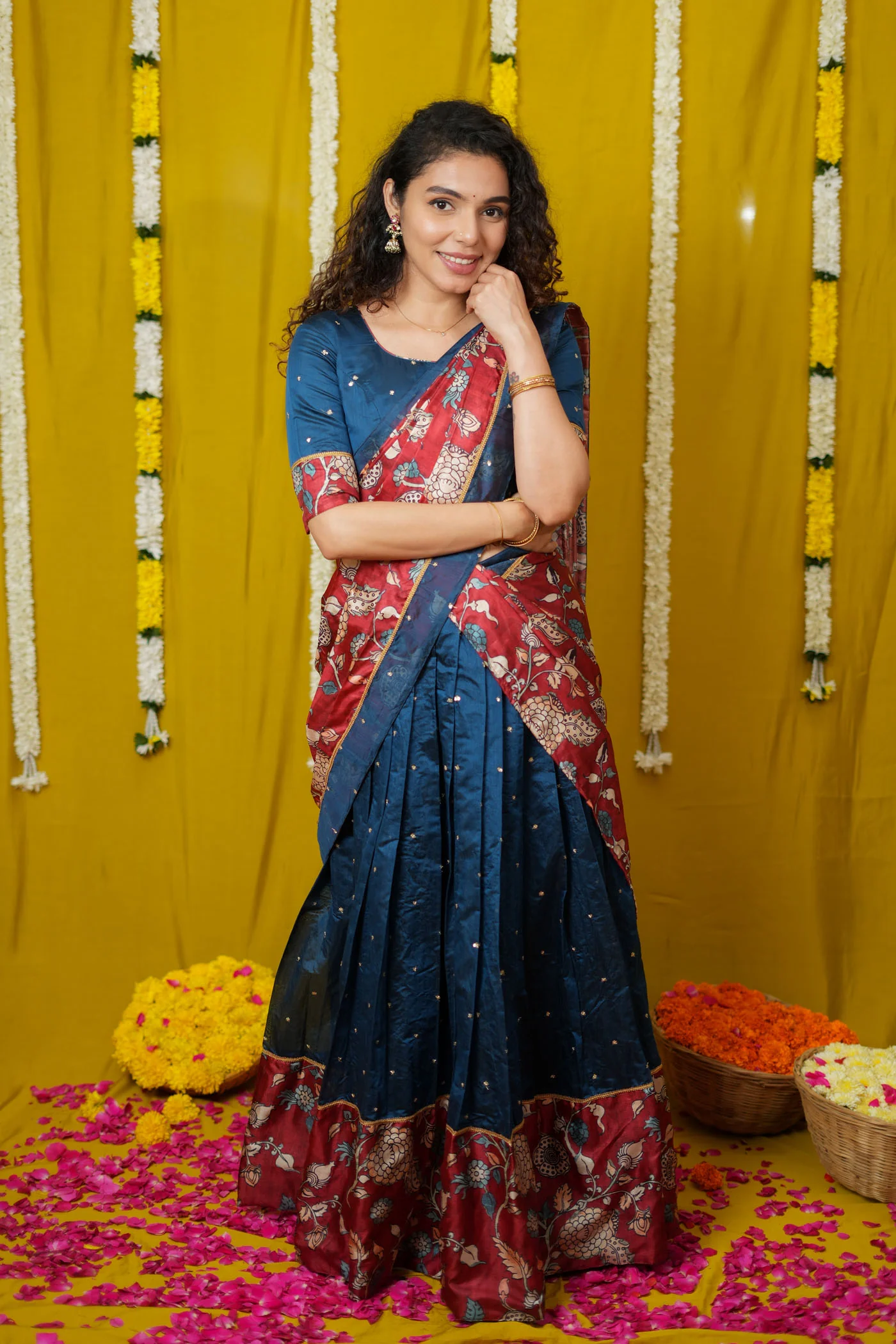 Manaswini Teal Lehenga Set (Set of 3) - Image 8
