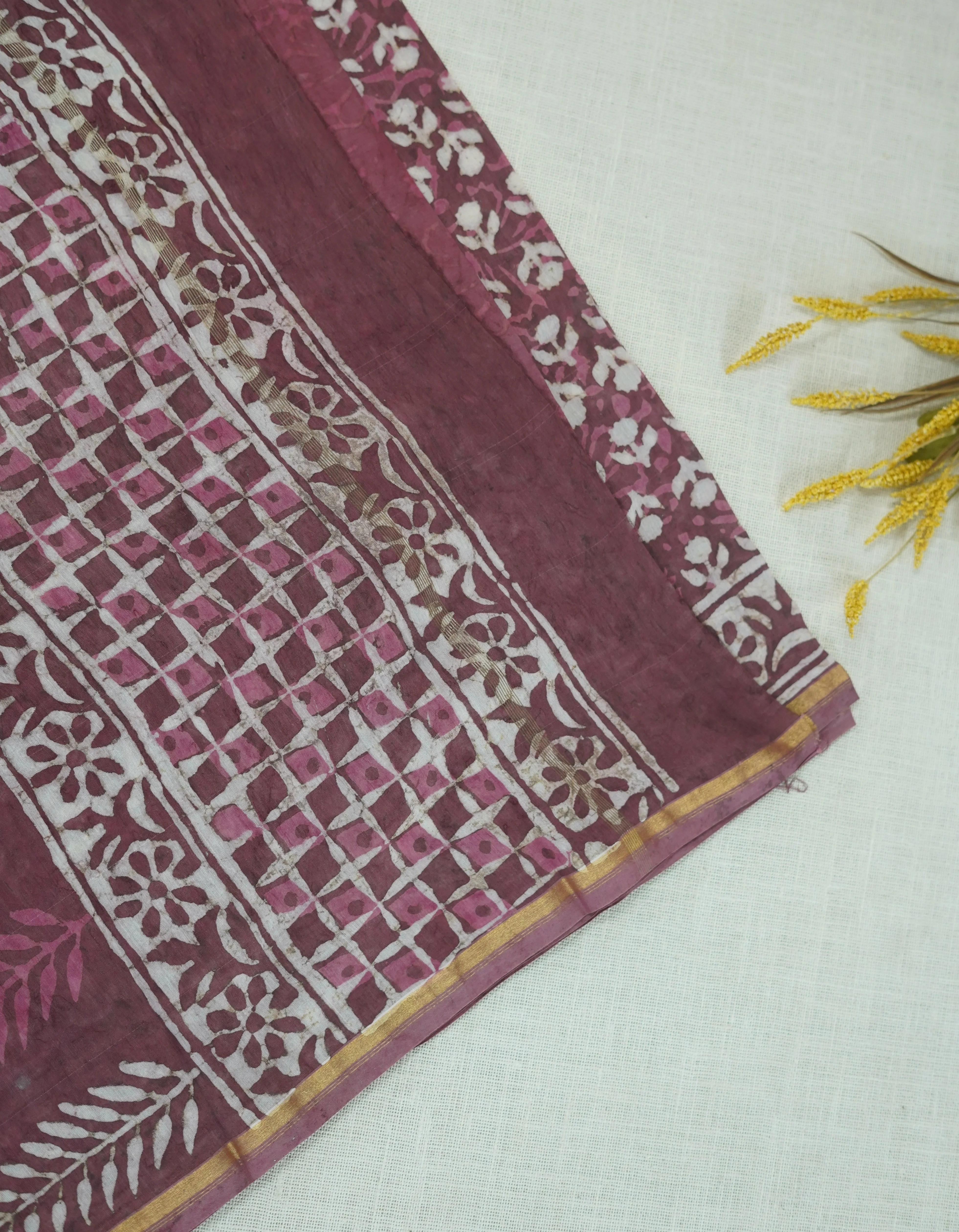 Mauve Chettinad Cotton Saree - Image 3