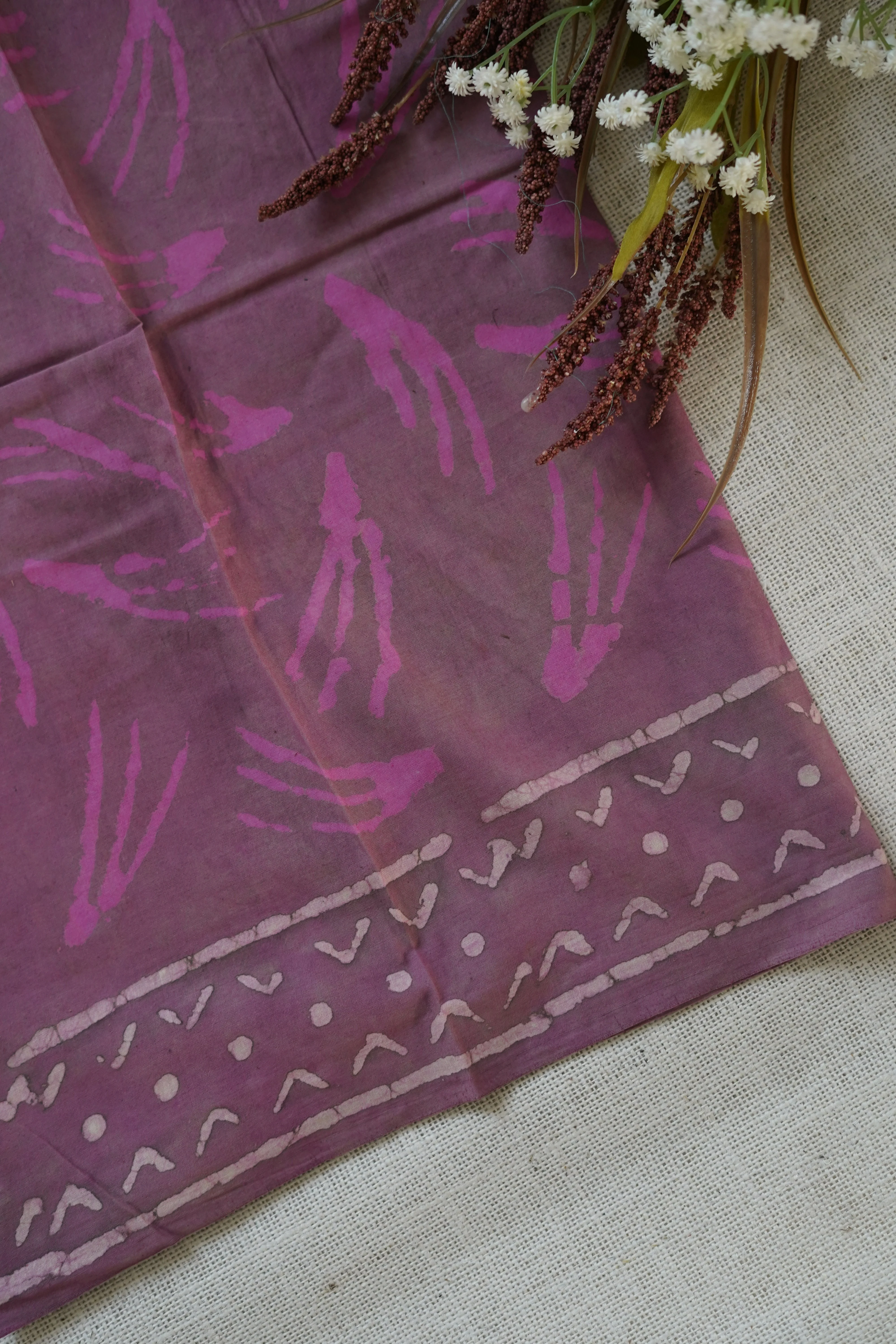 Mauve Pink Handloom Chettinad Cotton Saree - Image 3