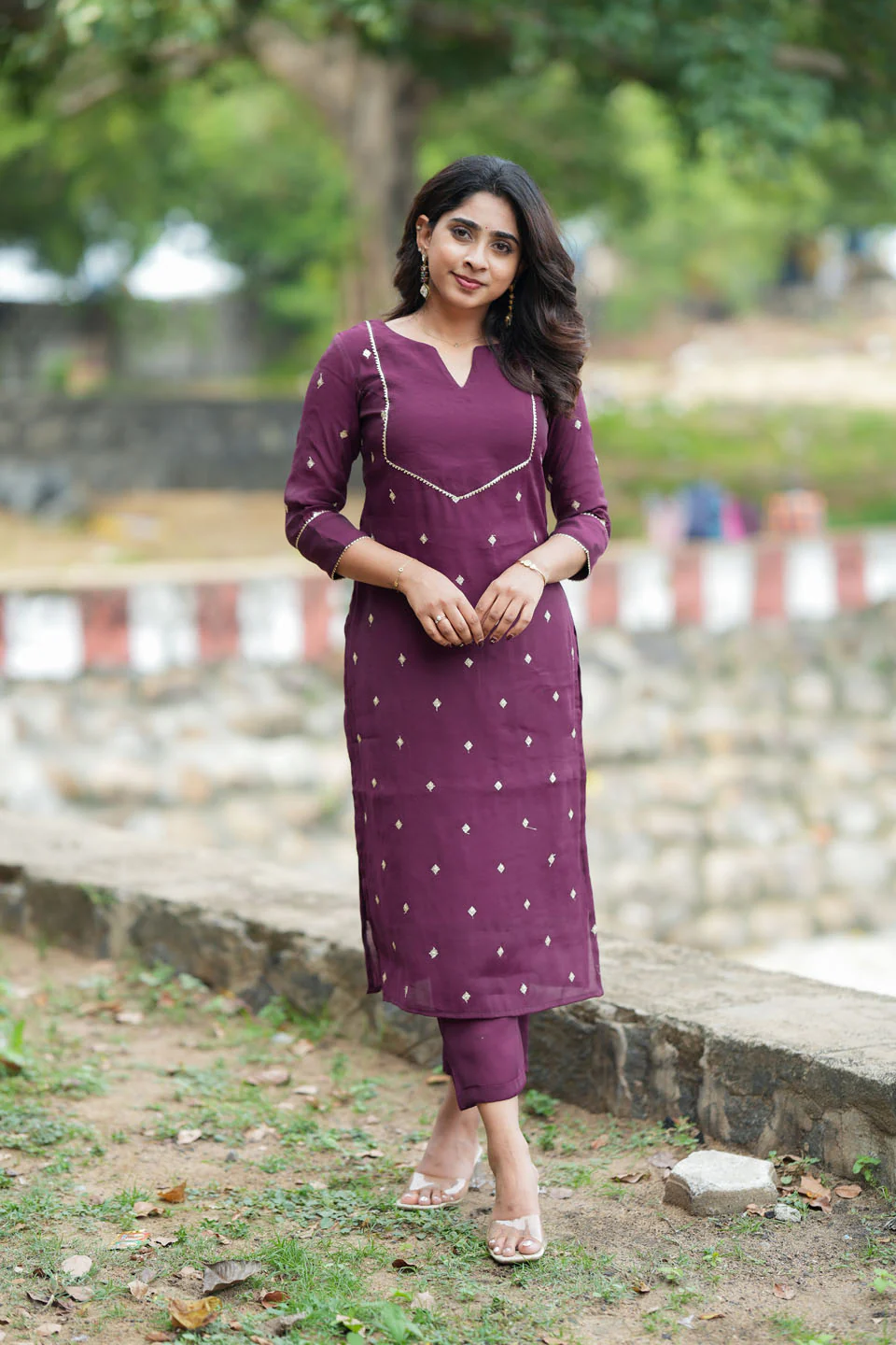Meera Wine Kurti Set (Set of 2) - Image 3