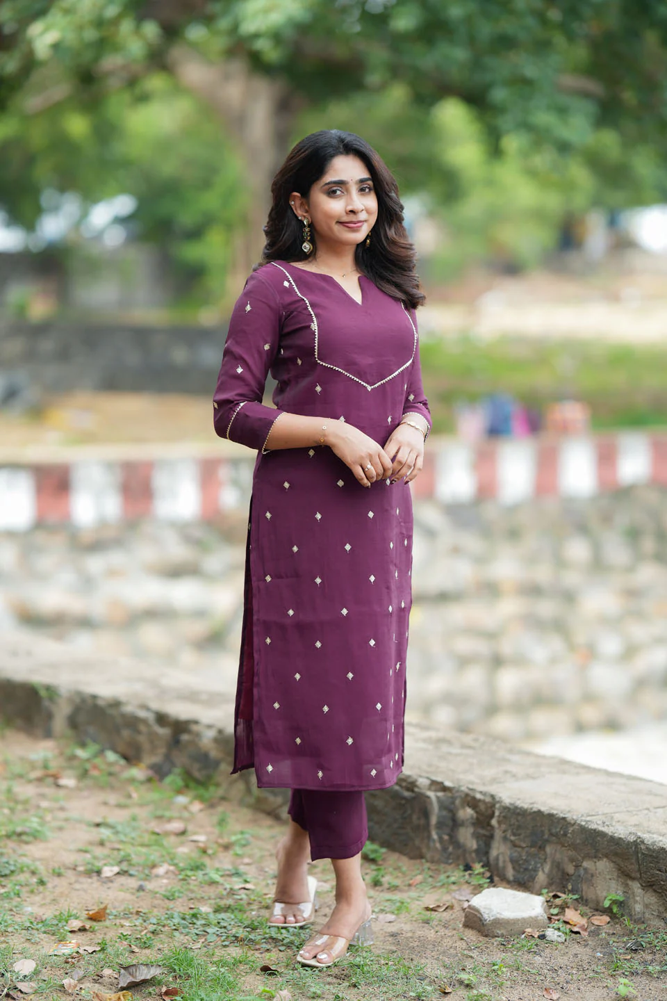 Meera Wine Kurti Set (Set of 2) - Image 4