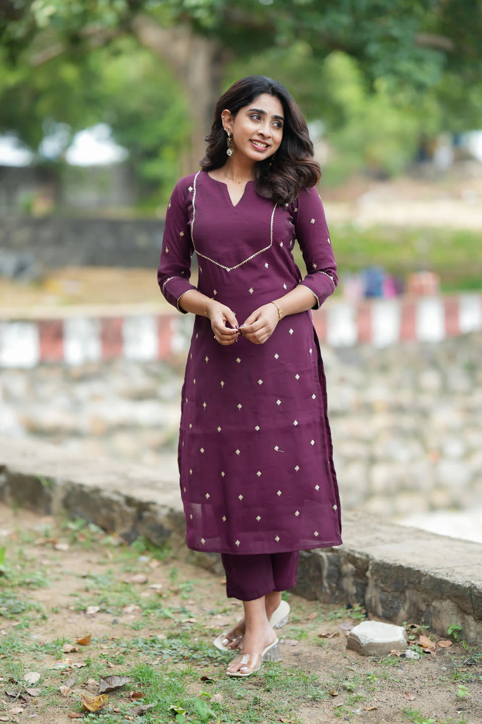 Meera Wine Kurti Set (Set of 2) - Image 5