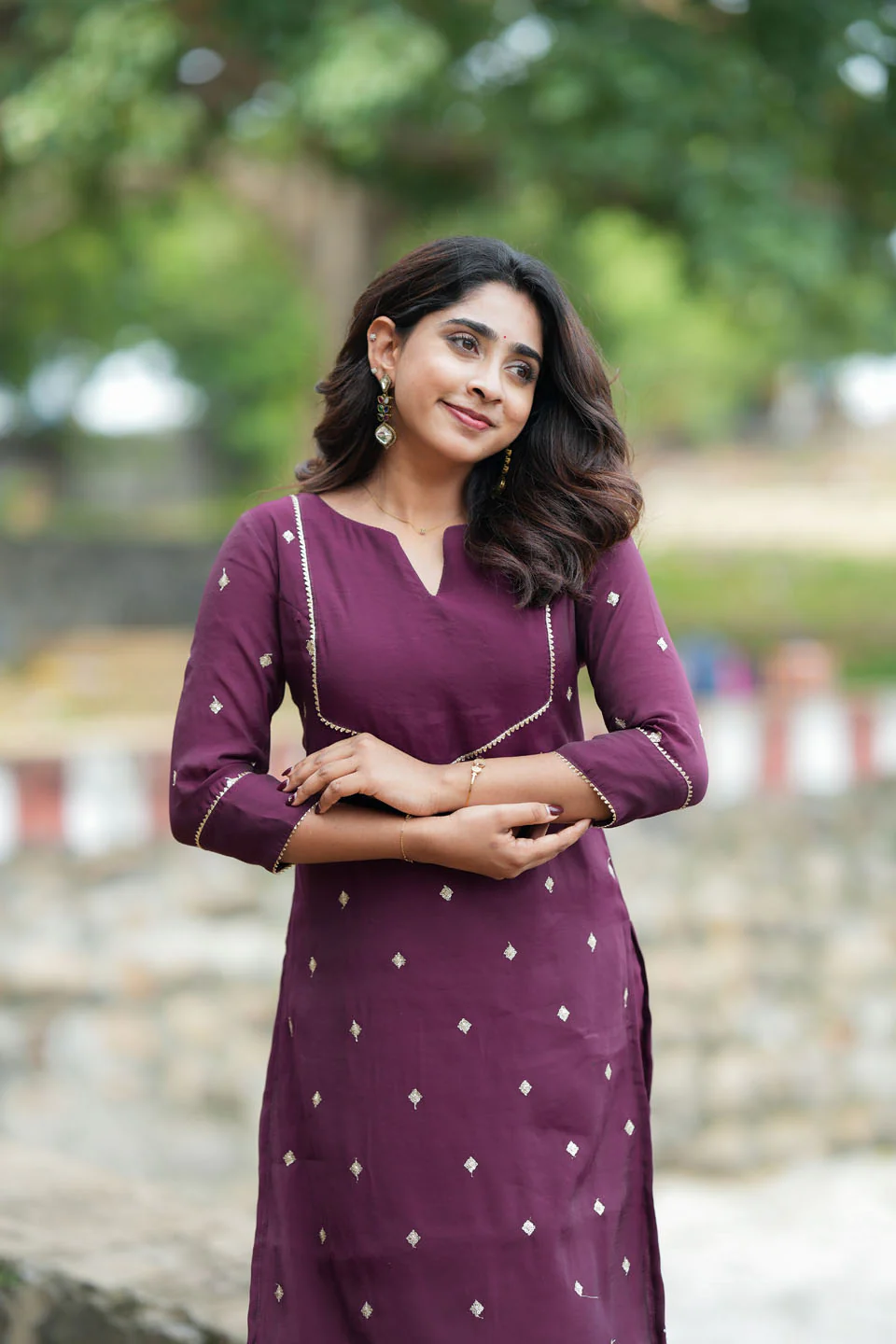 Meera Wine Kurti Set (Set of 2) - Image 8