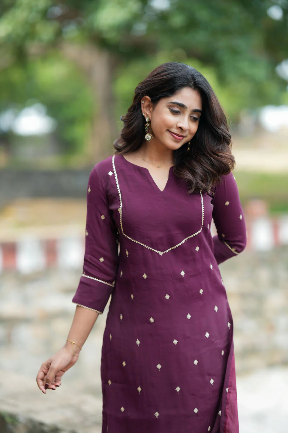 Meera Wine Kurti Set (Set of 2) - Image 9