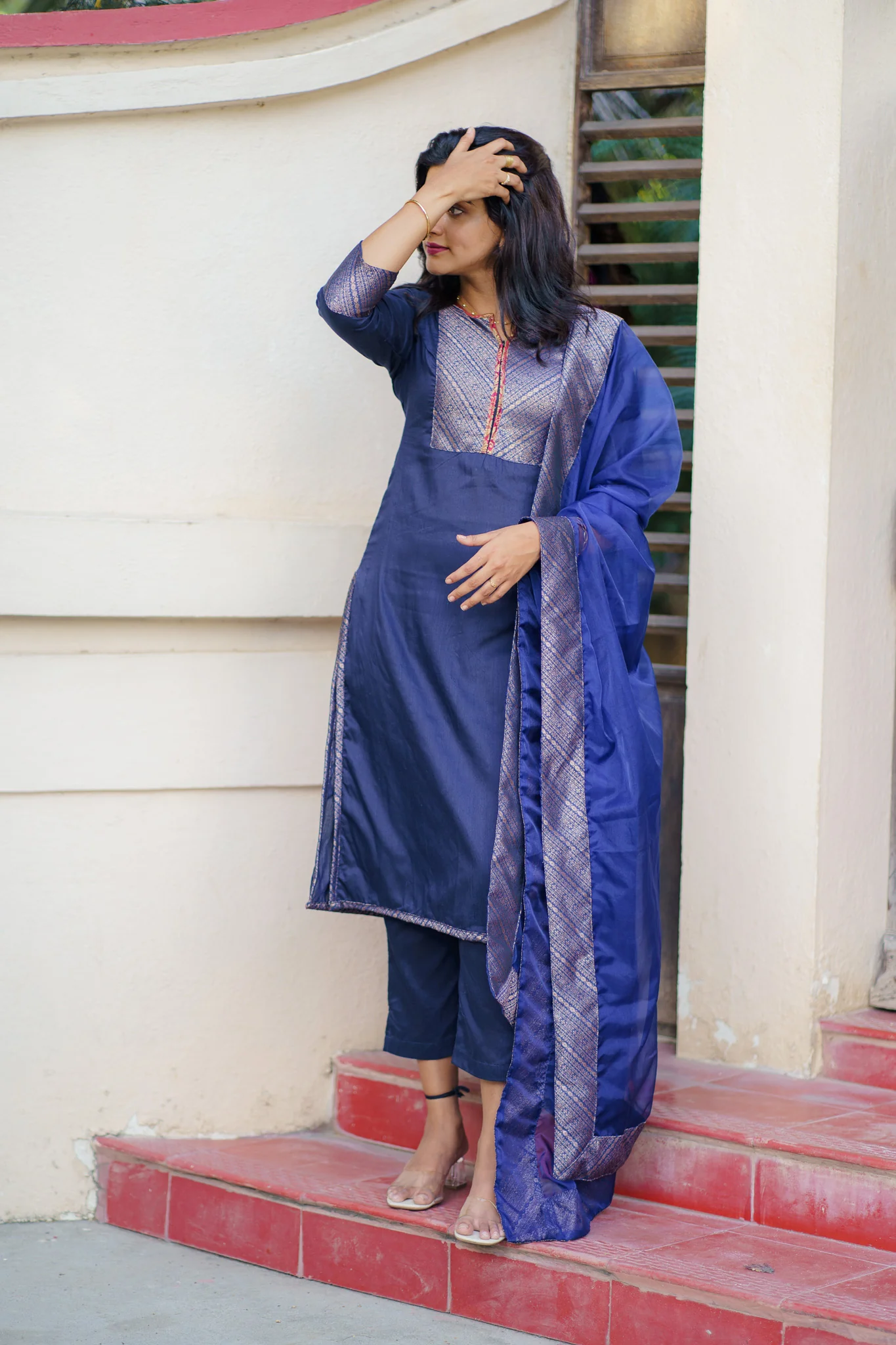 Mithra Navy Blue Kurti Set - Image 3
