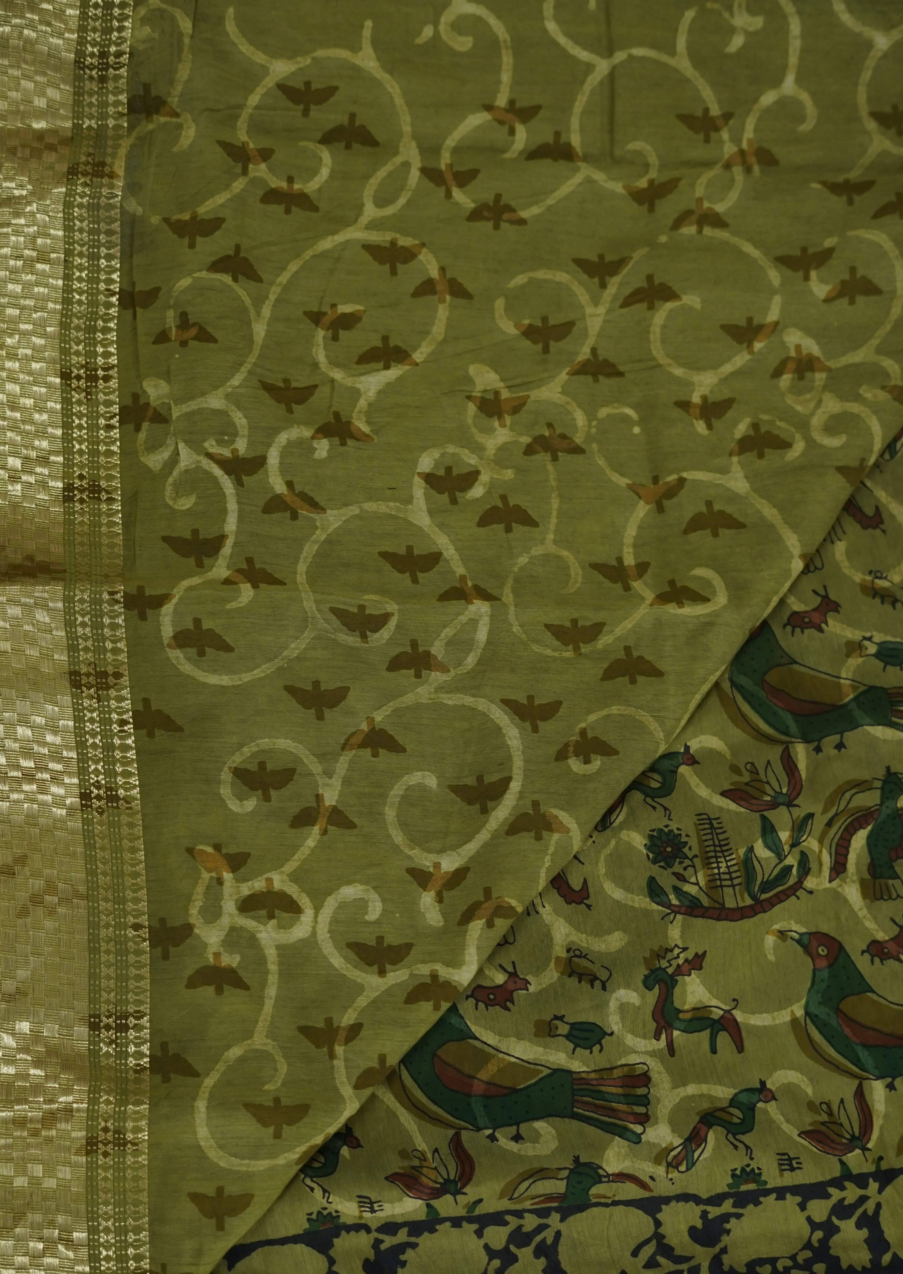 Moss Green Chettinad Cotton Saree - Image 5