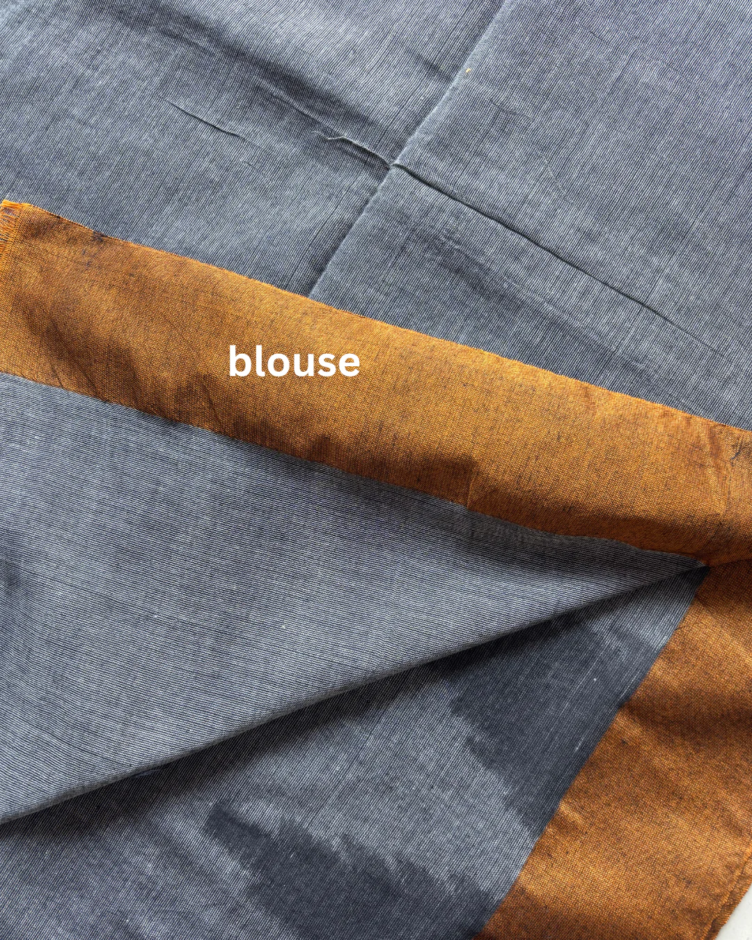 Mustard & Charcoal Mul Cotton Saree - Image 6