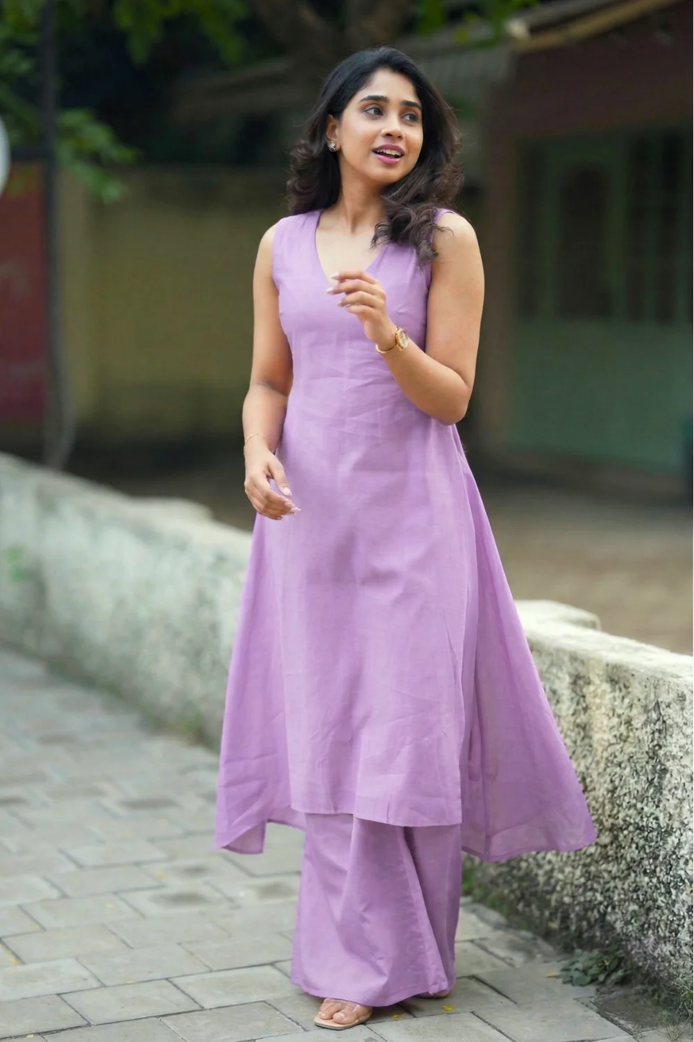 Nandhitha Lilac Kurta Set ( Set of 2) - Image 2