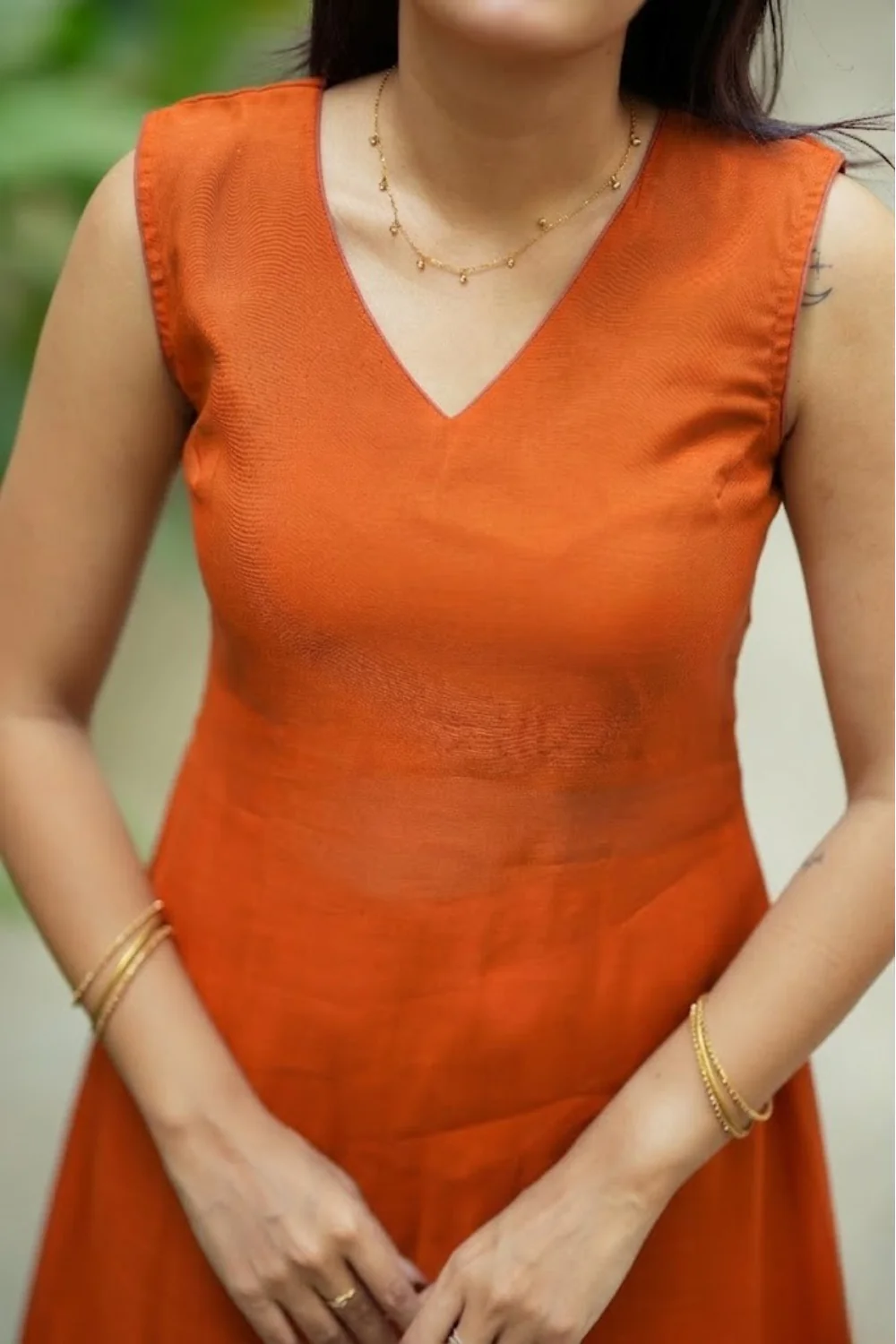 Nandhitha Rust Orange Kurta Set ( Set of 2) - Image 3