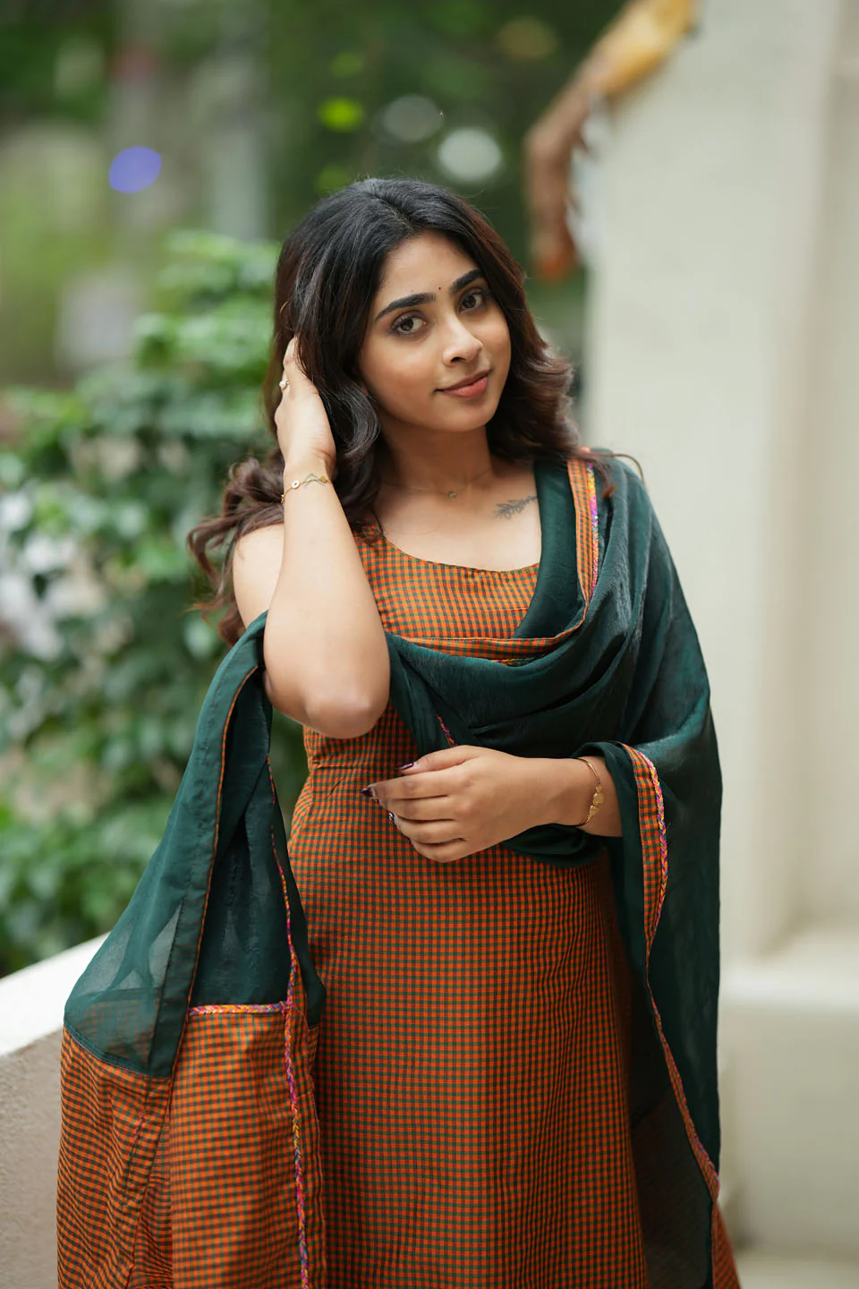 Narmada Rust with Green Kurti (Set of Top & Dupatta) - Image 11