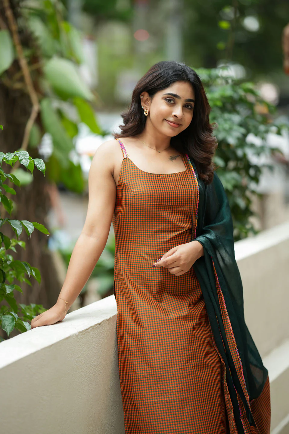 Narmada Rust with Green Kurti (Set of Top & Dupatta) - Image 9
