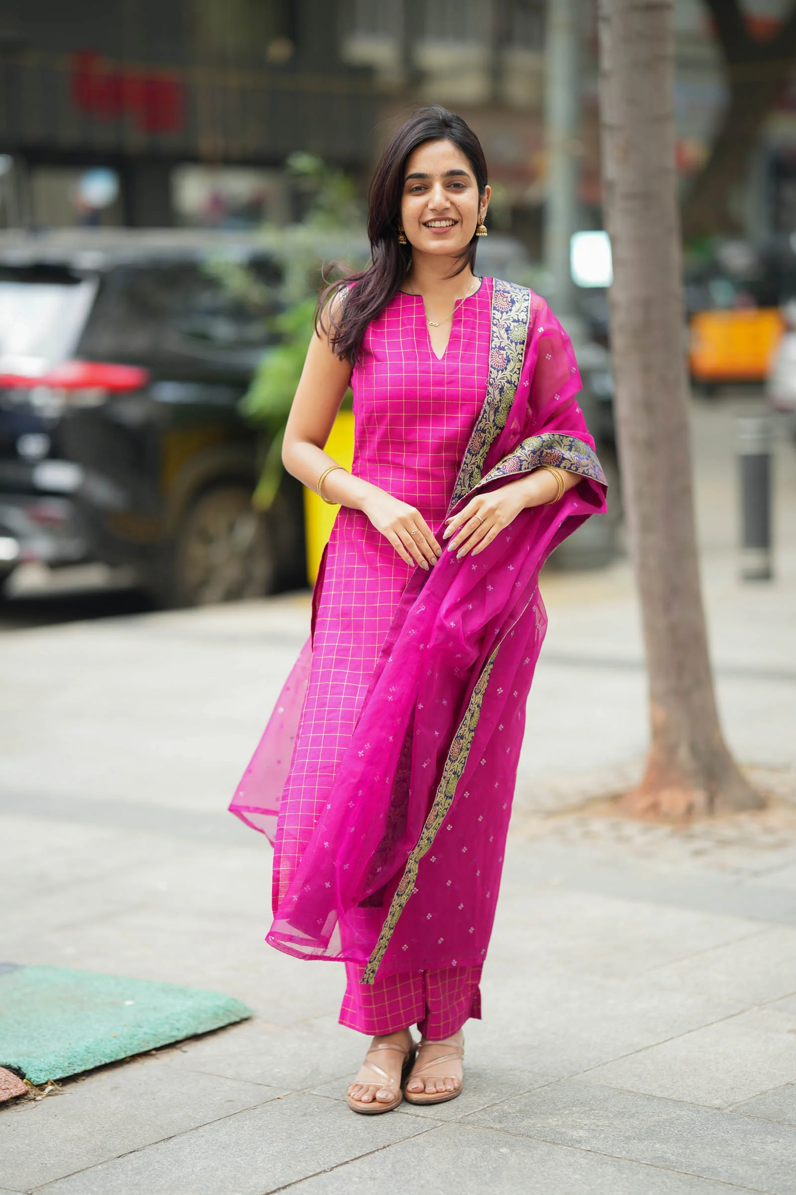 Navya Magenta Kurti with Dupatta Set (Set of 3)