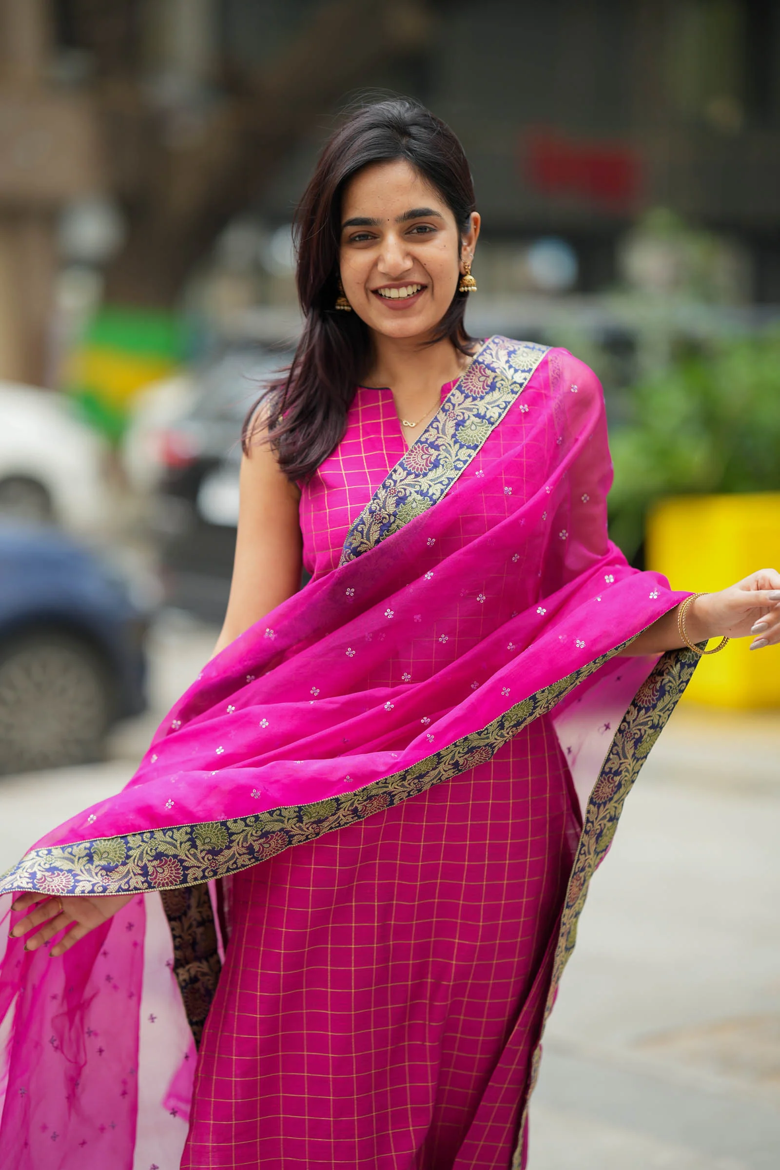 Navya Magenta Kurti with Dupatta Set (Set of 3) - Image 6