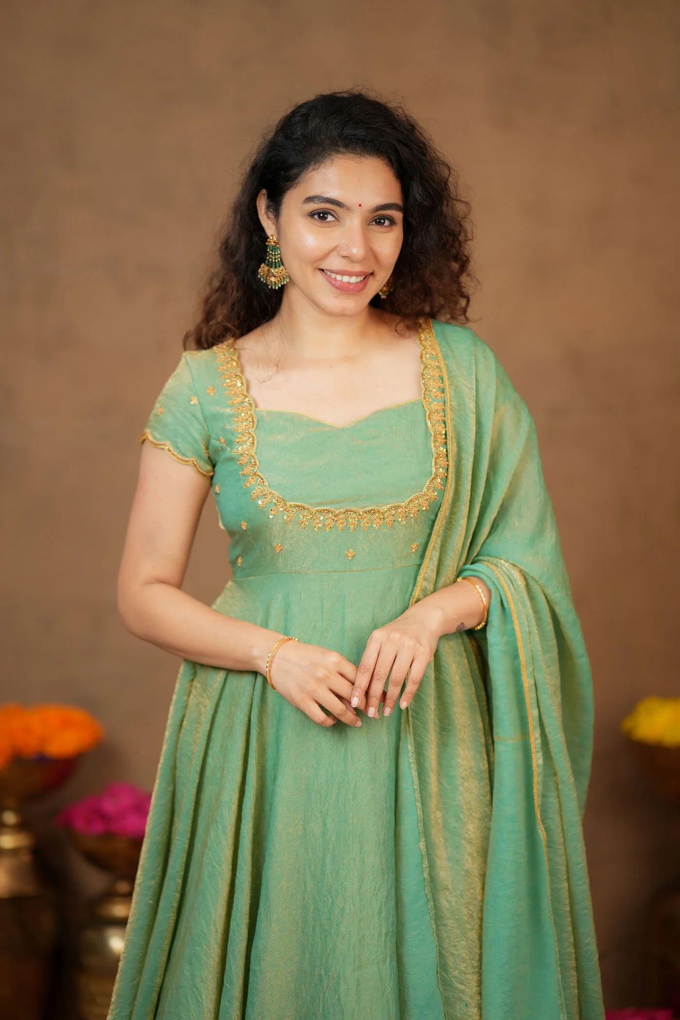 Niharika Aqua Green Maxi Dress (Set of 2) - Image 10