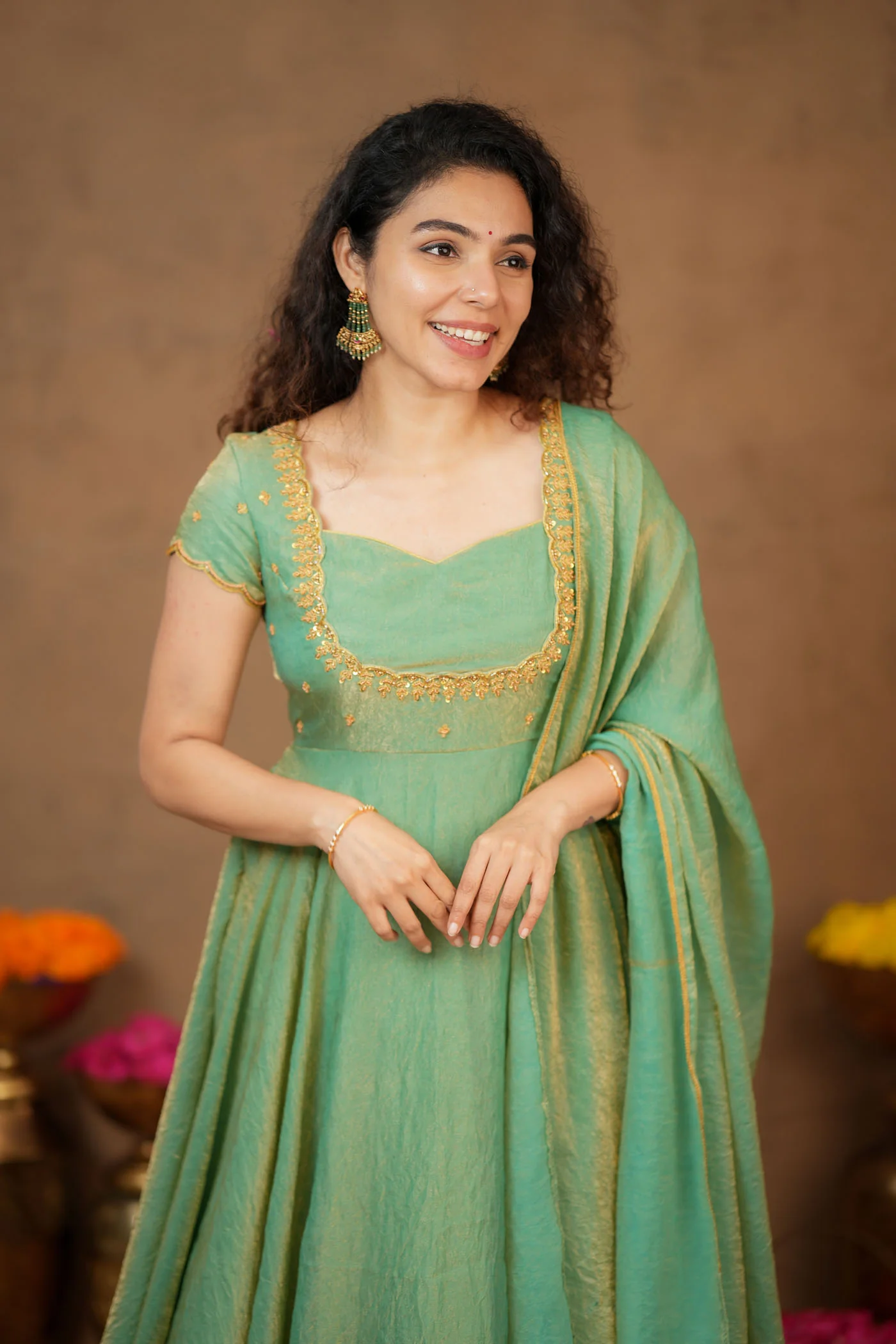 Niharika Aqua Green Maxi Dress (Set of 2) - Image 11