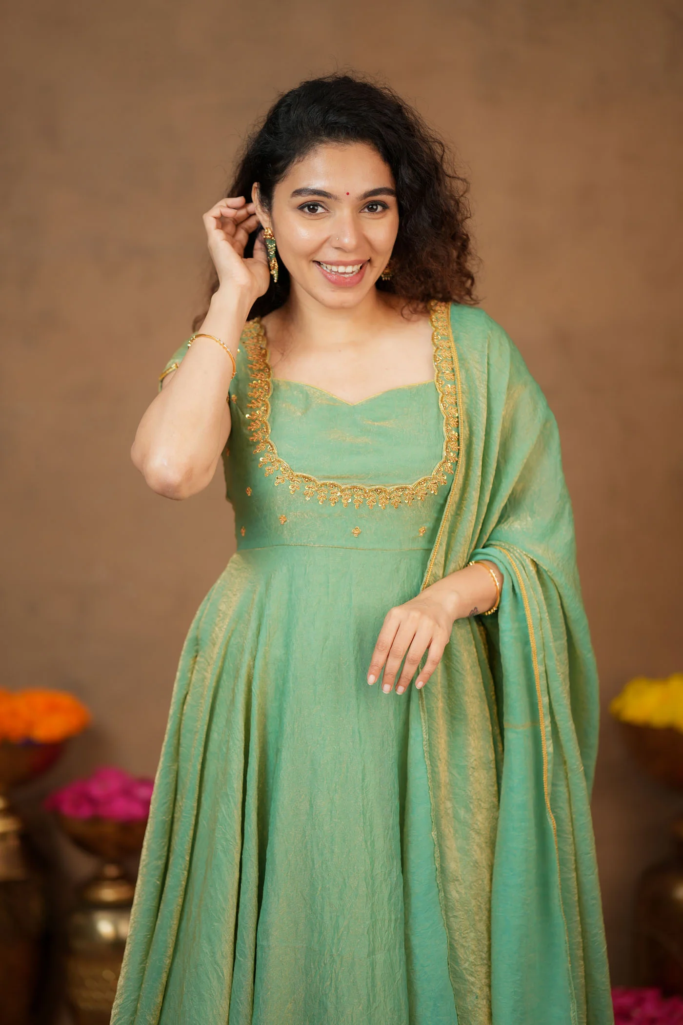 Niharika Aqua Green Maxi Dress (Set of 2) - Image 12