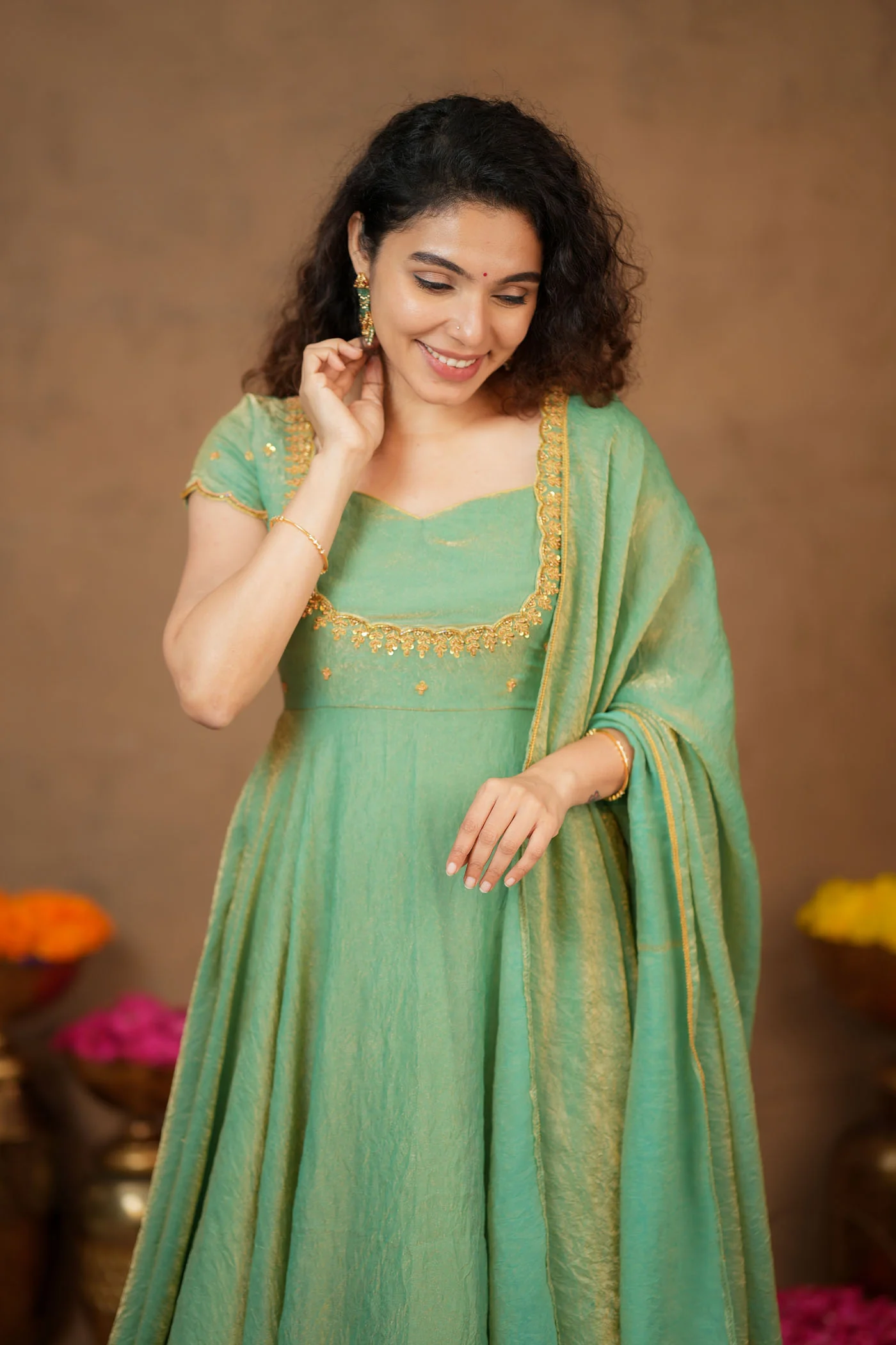 Niharika Aqua Green Maxi Dress (Set of 2) - Image 13